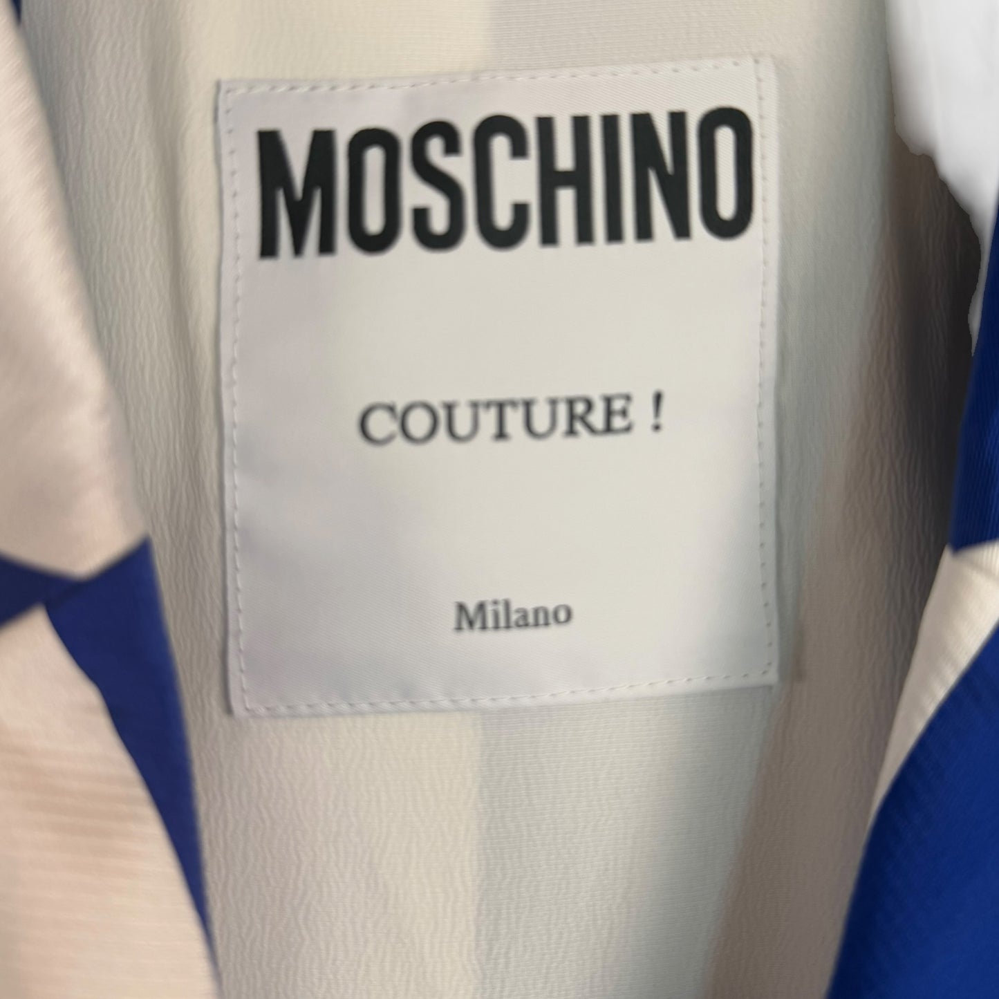 Moschino Couture! Blue & White Stripe Double-Breasted Blazer Mini Dress Size 6