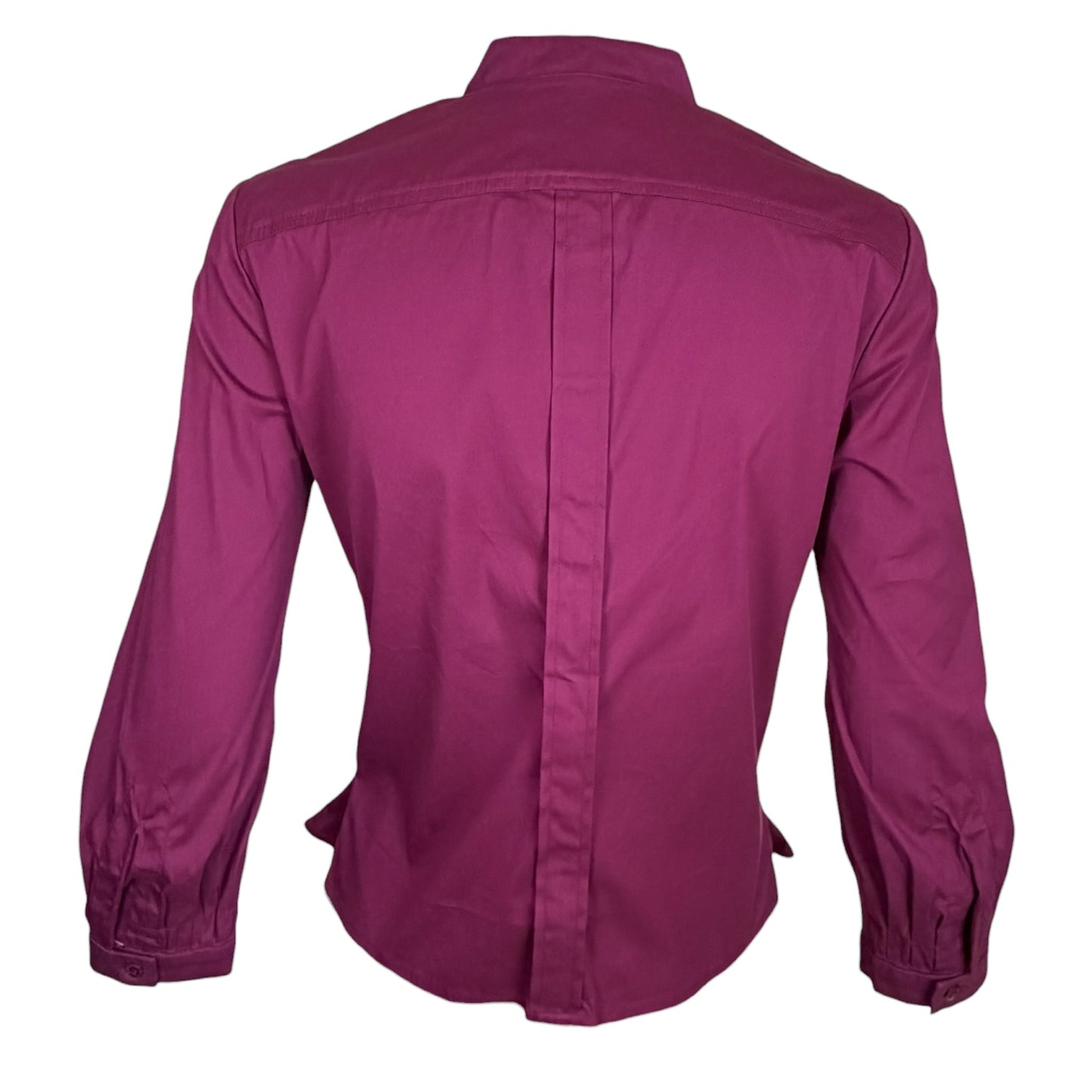 Gucci by Tom Ford Vintage Plum Stretch Cotton Deep V Bamboo-Inspired Chain Detail Blouse Size 40