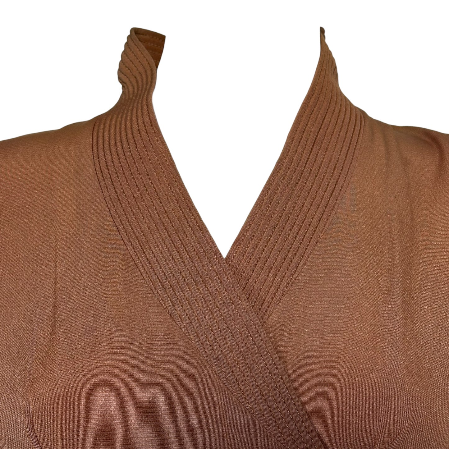 1940s Dusty Terracotta Rayon Crepe Asymmetrical Peplum Blouse | Size Small