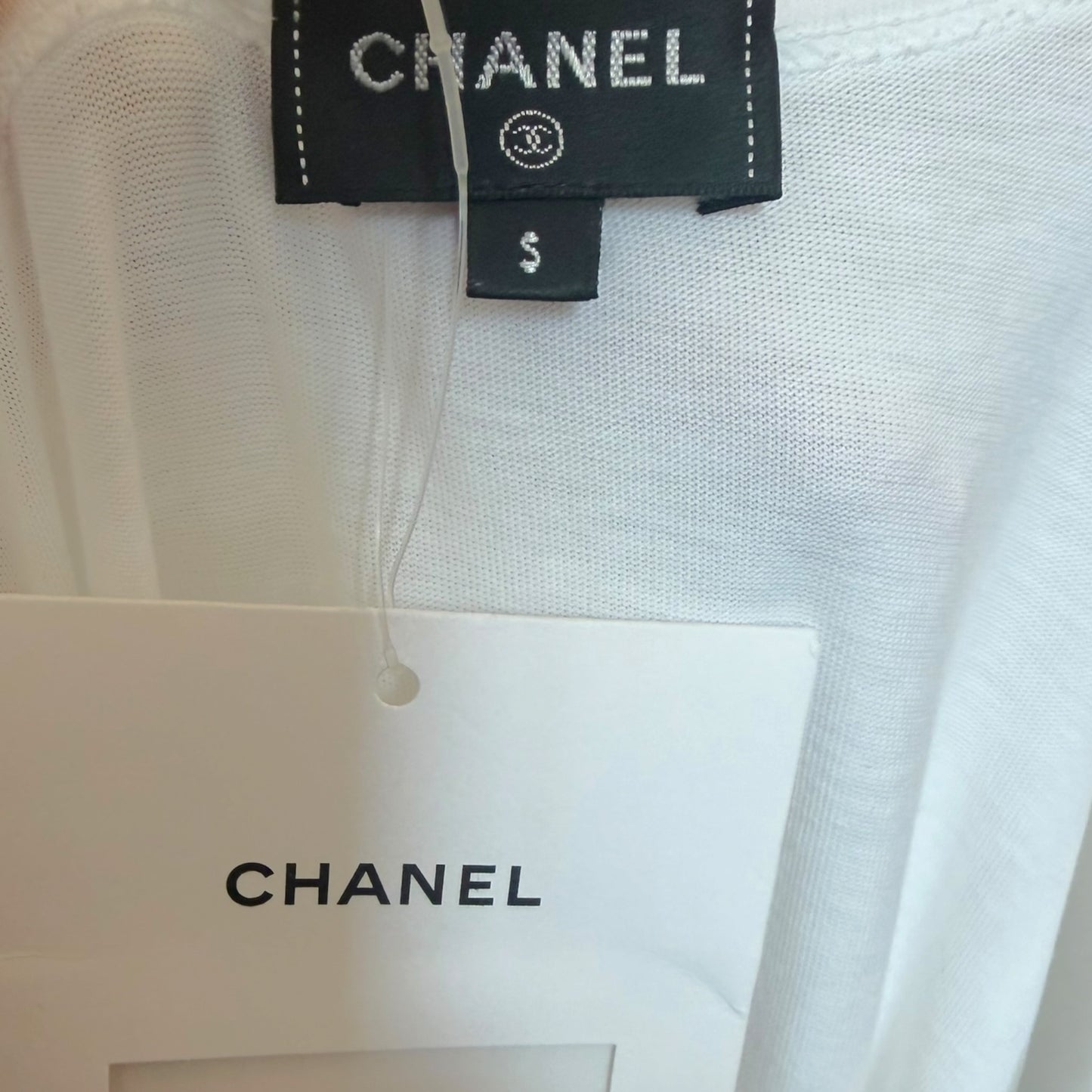 Chanel Resort 2022 Runway CC Logo Cashmere Mesh Dress & Cotton Top Set NWT Size S