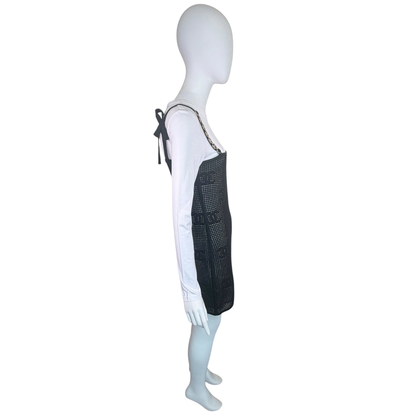 Chanel Resort 2022 Runway CC Logo Cashmere Mesh Dress & Cotton Top Set NWT Size S