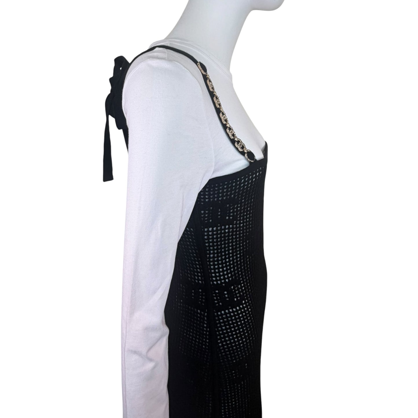 Chanel Resort 2022 Runway CC Logo Cashmere Mesh Dress & Cotton Top Set NWT Size S