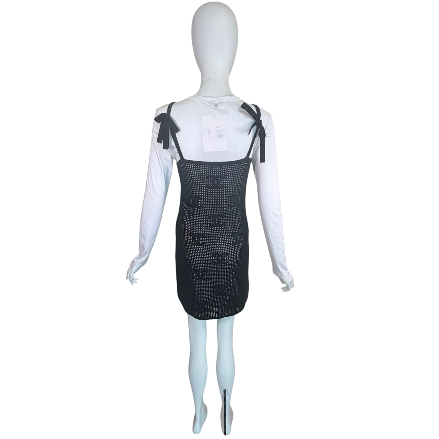 Chanel Resort 2022 Runway CC Logo Cashmere Mesh Dress & Cotton Top Set NWT Size S