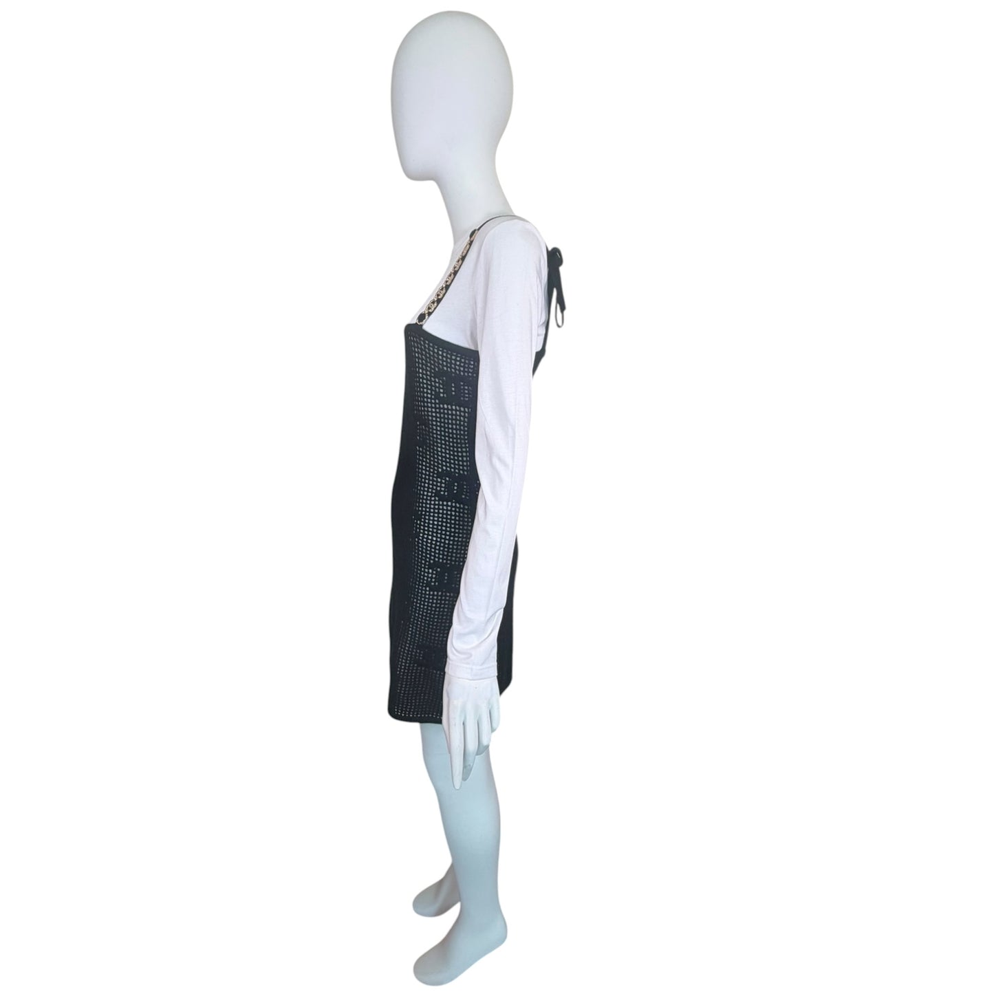 Chanel Resort 2022 Runway CC Logo Cashmere Mesh Dress & Cotton Top Set NWT Size S