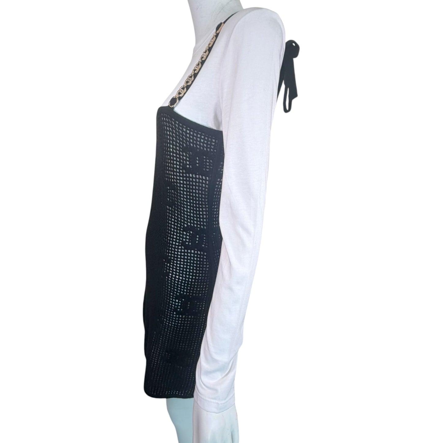 Chanel Resort 2022 Runway CC Logo Cashmere Mesh Dress & Cotton Top Set NWT Size S