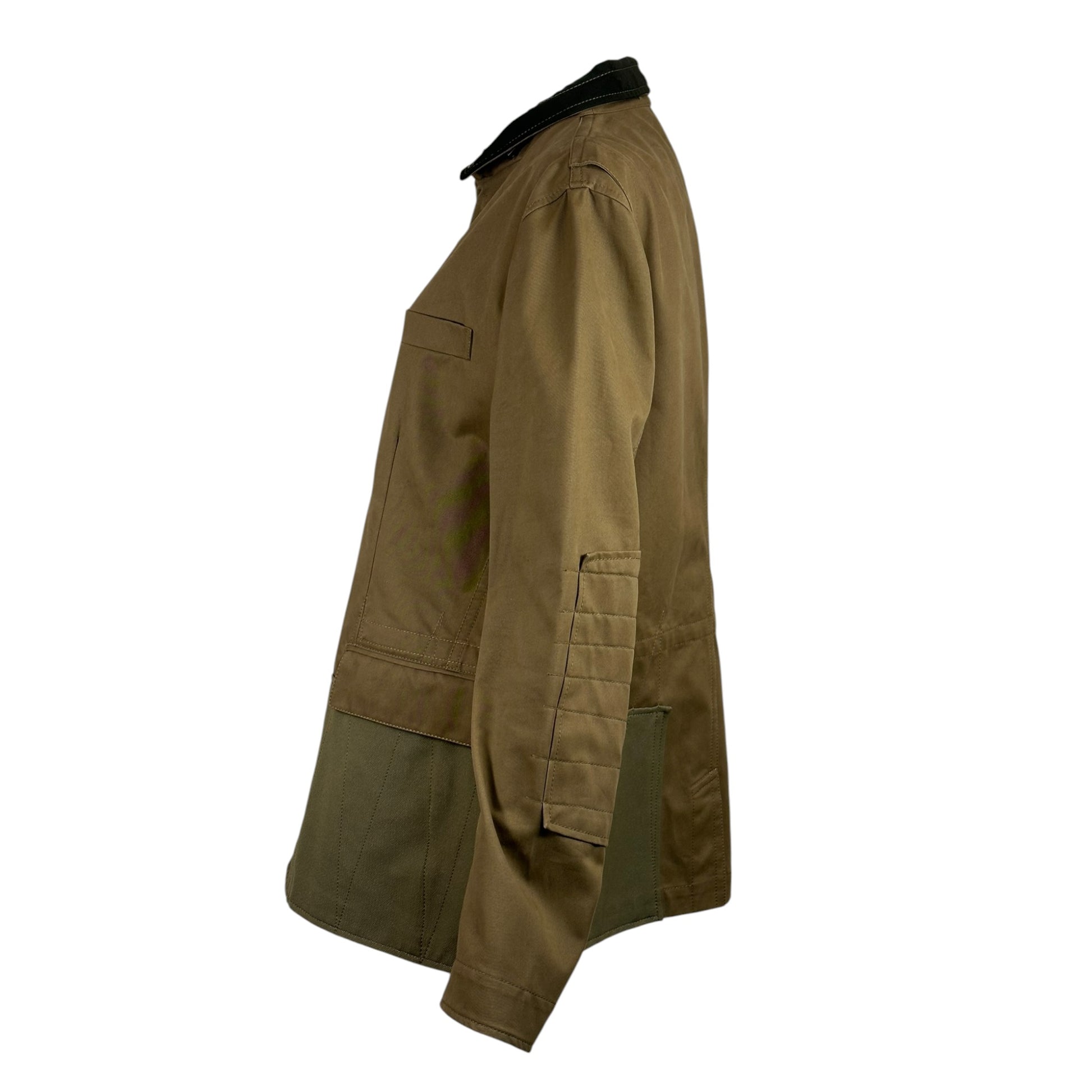Valentino olive green utility style jacket, button detail close-up