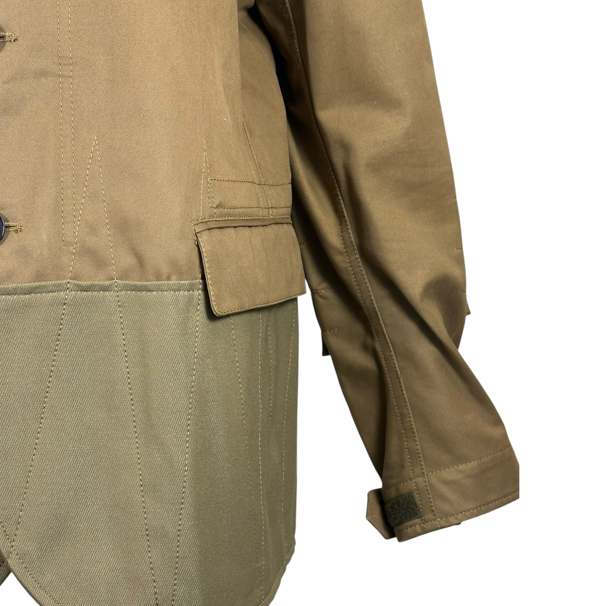 Valentino olive green utility style jacket, sleeve detail close-up