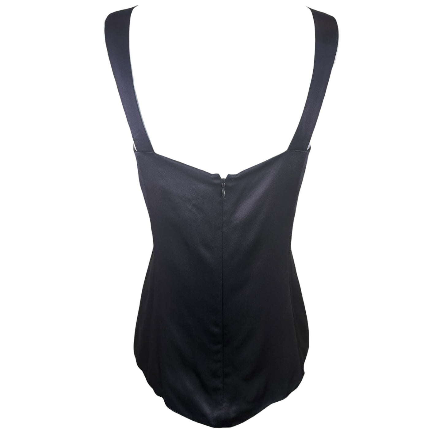 Chanel Black Silk Satin CC Logo Tank Top NWT Size 36 Made in France