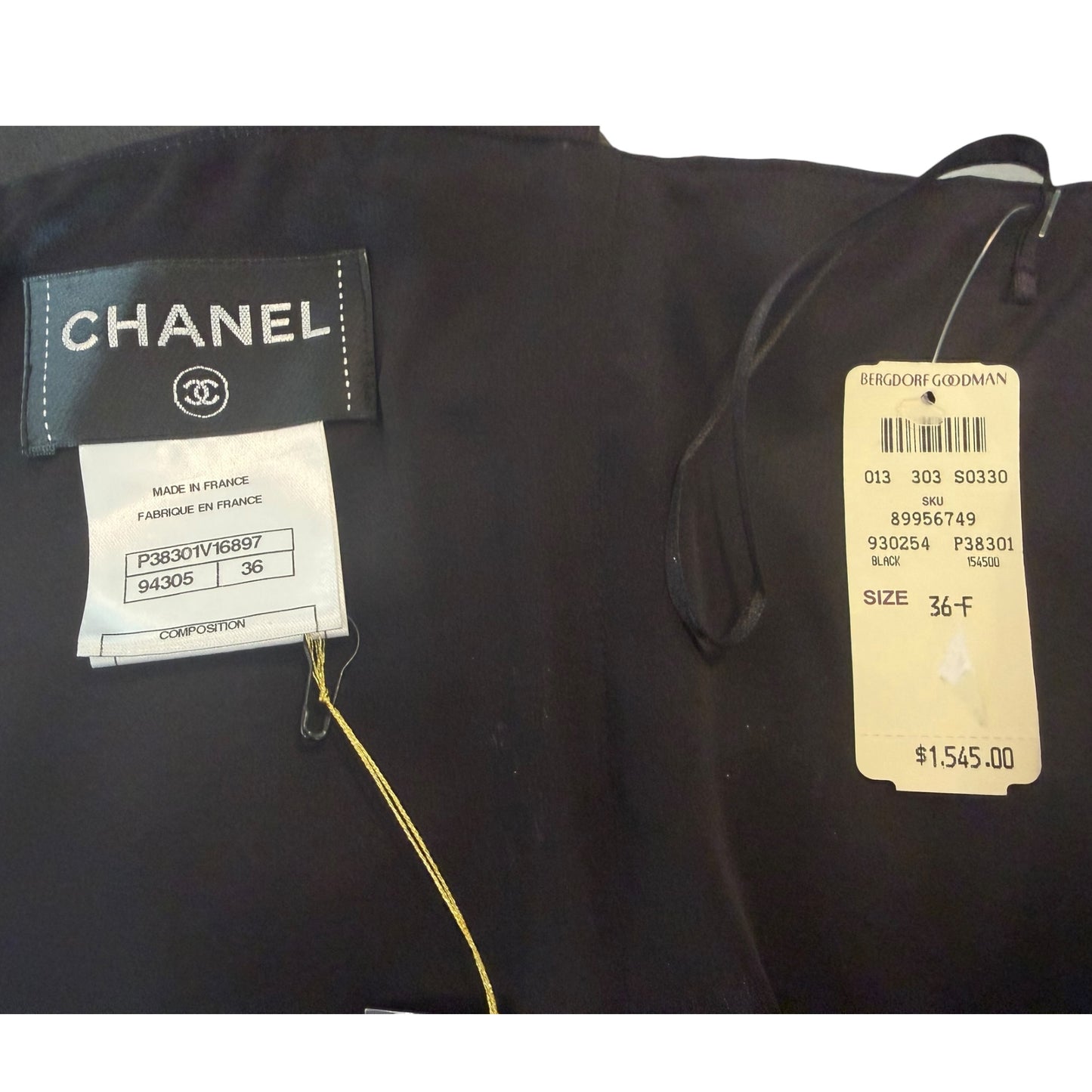 Chanel Black Silk Satin CC Logo Tank Top NWT Size 36 Made in France