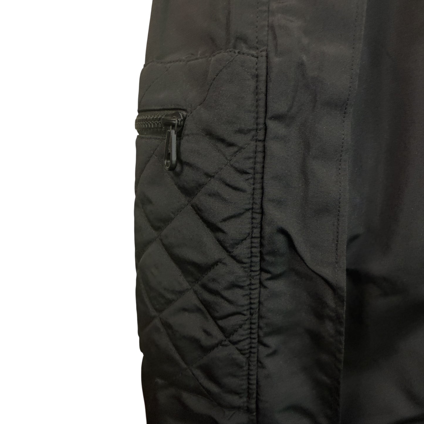 Chanel F/W 1994 Runway Black Silk Quilted Utility Skirt with CC Logo Tabs Sz 38
