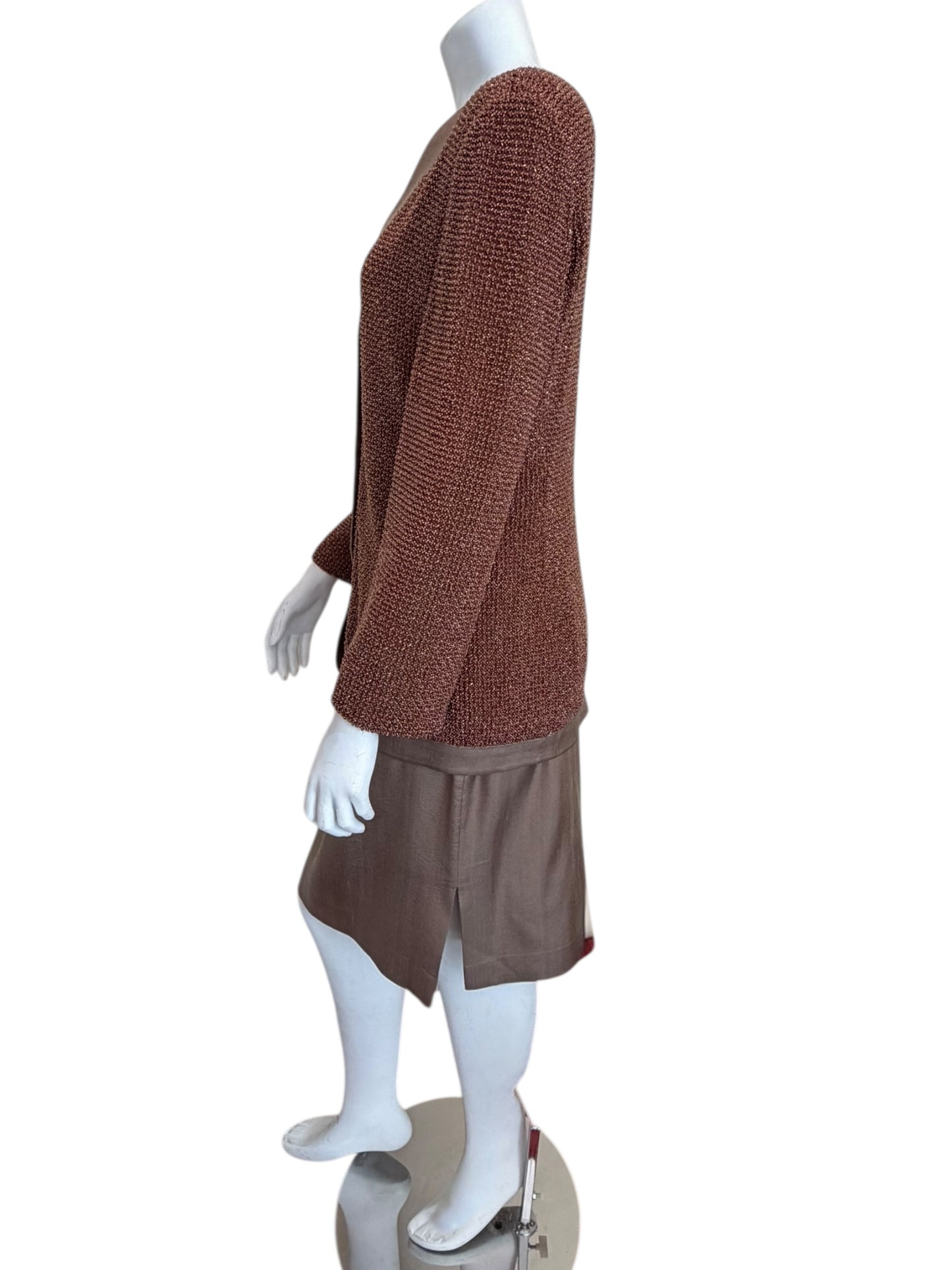 Vintage Giorgio Armani Beaded Silk Jacket & Pencil Skirt Set - 1980s/90s Power Minimalism
