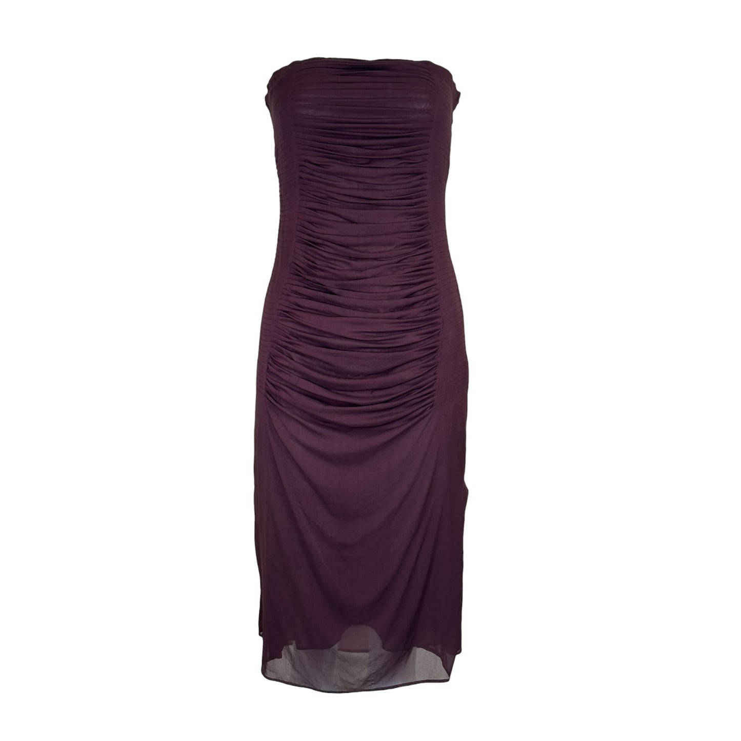 Yves Saint Laurent by Tom Ford Spring 2001 Runway Ruched Strapless Silk Blend Strapless Sheath Dress 38
