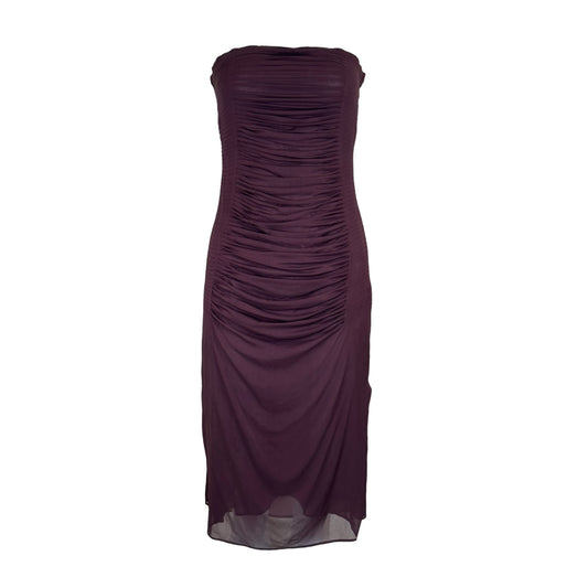 Yves Saint Laurent by Tom Ford Spring 2001 Runway Ruched Strapless Silk Blend Strapless Sheath Dress 38