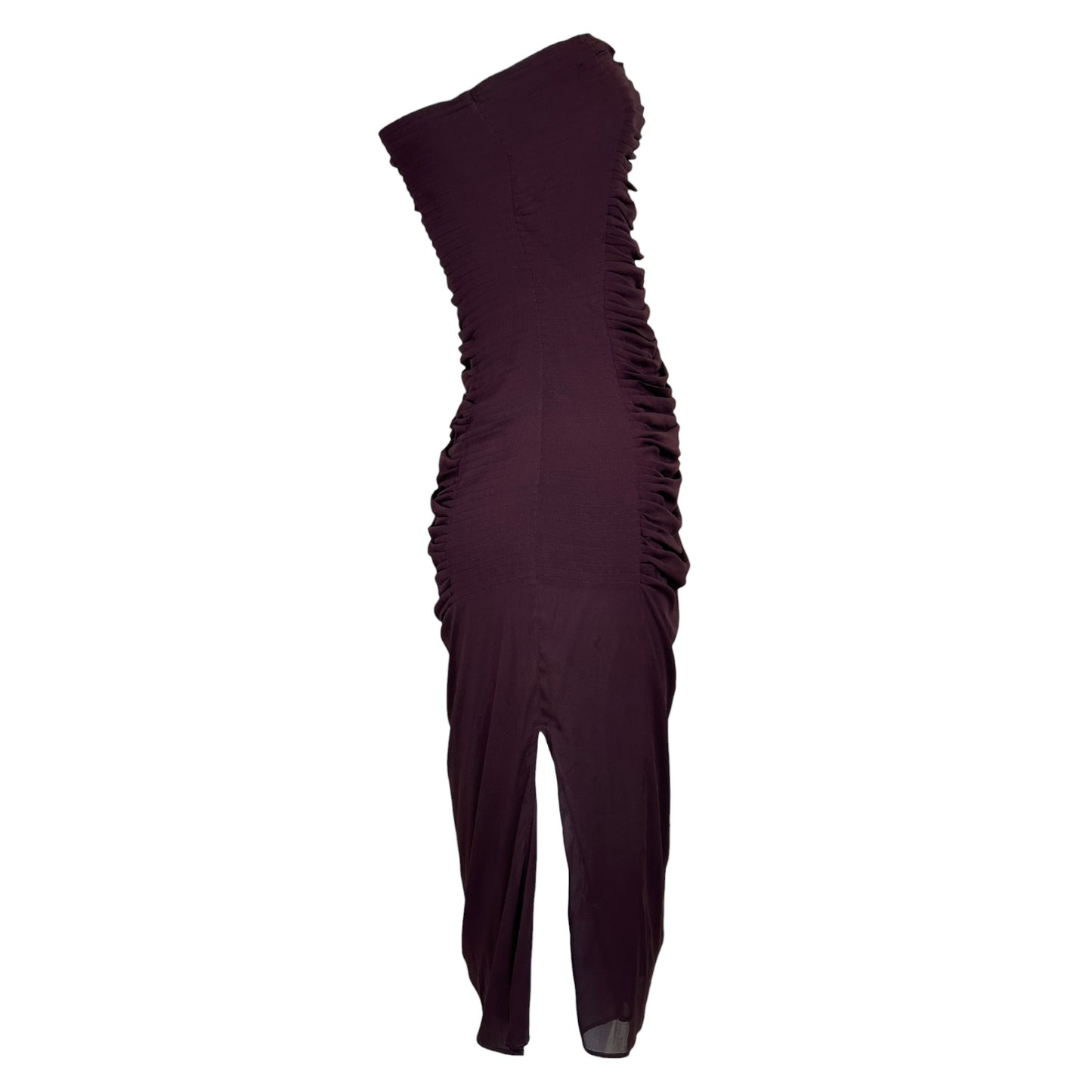 Yves Saint Laurent by Tom Ford Spring 2001 Runway Ruched Strapless Silk Blend Strapless Sheath Dress 38