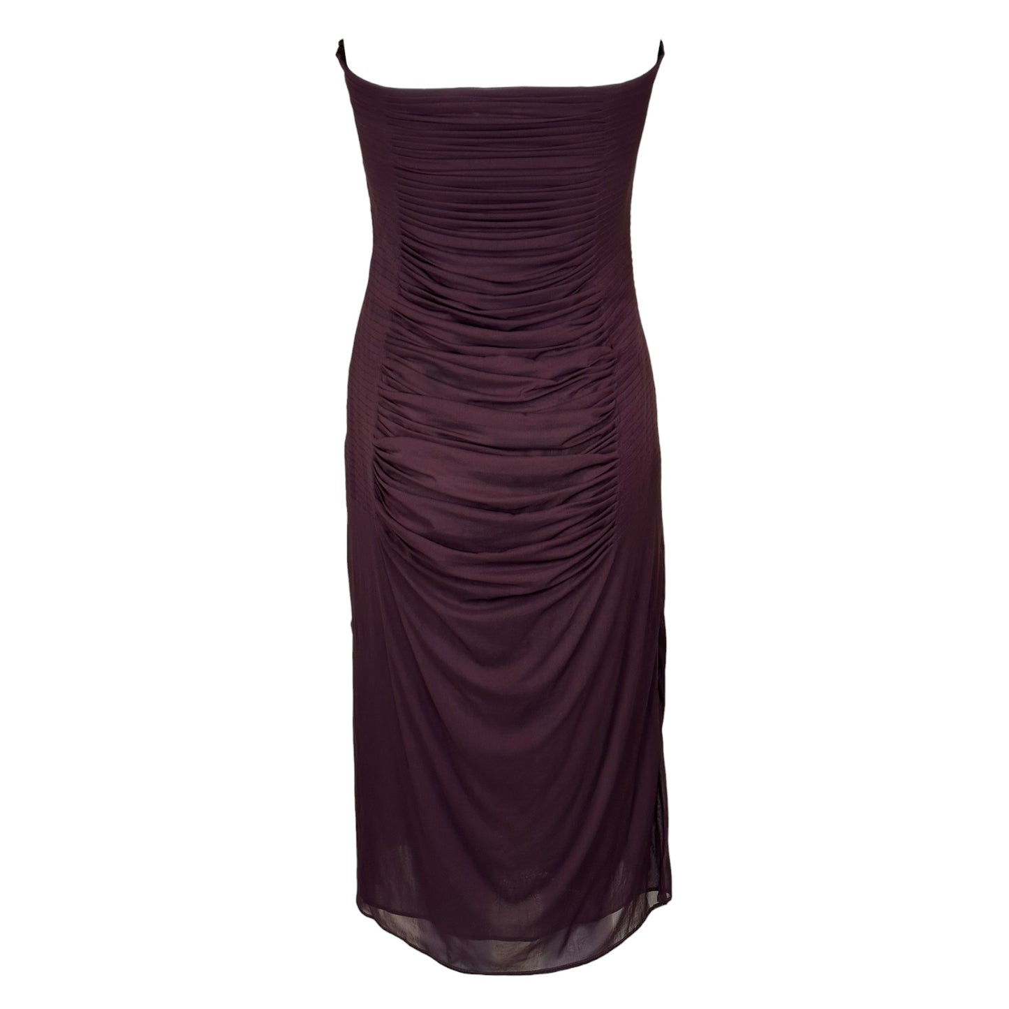Yves Saint Laurent by Tom Ford Spring 2001 Runway Ruched Strapless Silk Blend Strapless Sheath Dress 38