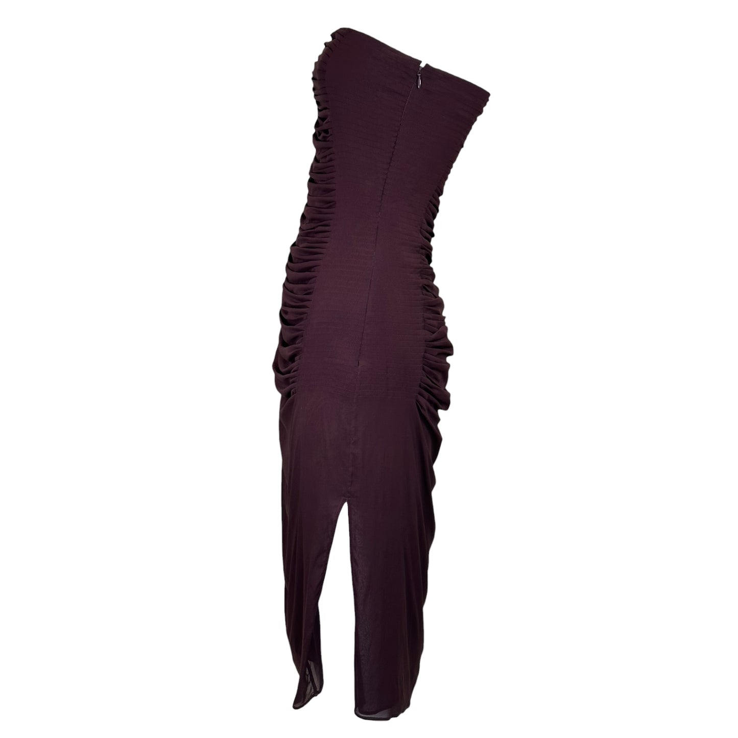 Yves Saint Laurent by Tom Ford Spring 2001 Runway Ruched Strapless Silk Blend Strapless Sheath Dress 38