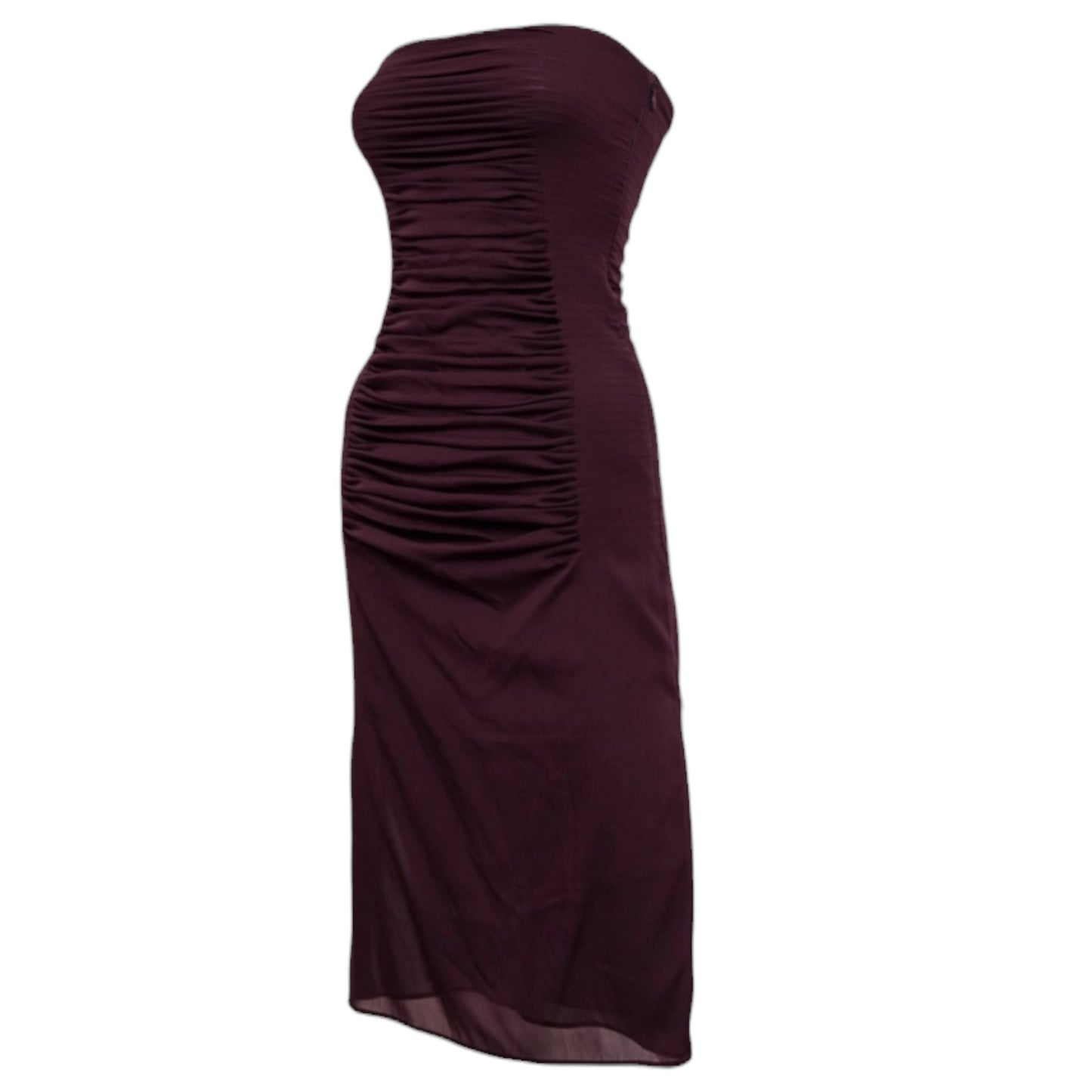 Yves Saint Laurent by Tom Ford Spring 2001 Runway Ruched Strapless Silk Blend Strapless Sheath Dress 38