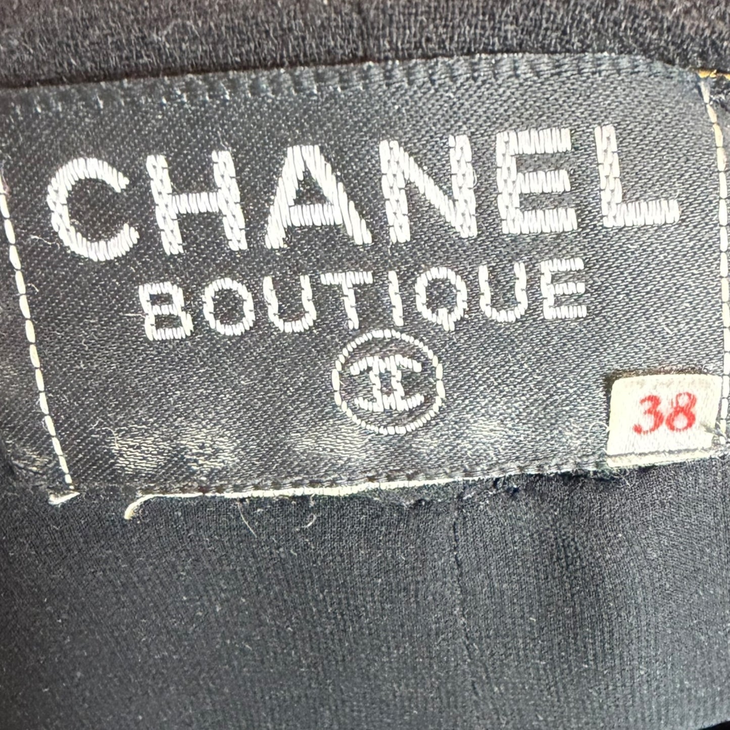Vintage 1980s Chanel Boutique Black Wool Pleated Dress with Gold CC Logo Buttons & Belt | Size 38
