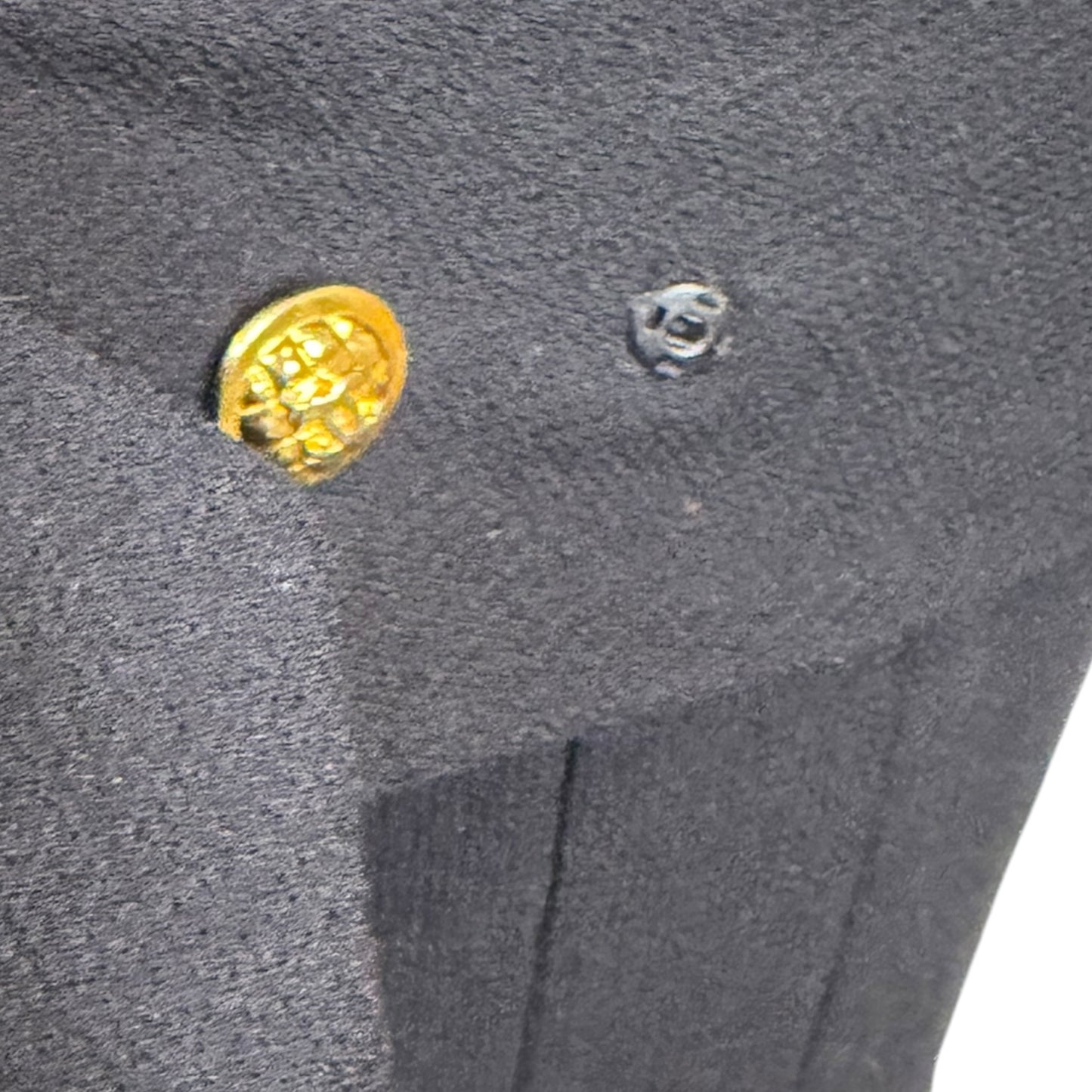 Vintage 1980s Chanel Boutique Black Wool Pleated Dress with Gold CC Logo Buttons & Belt | Size 38