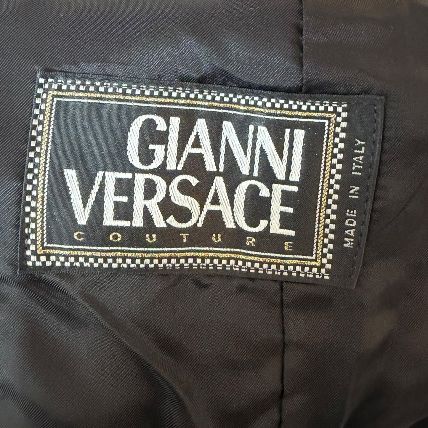Gianni Versace Couture Fall 1995 Runway Black Bouclé Cropped Jacket | Size 42