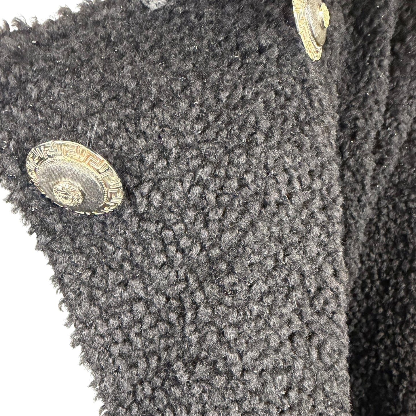 Gianni Versace Couture Fall 1995 Runway Black Bouclé Cropped Jacket | Size 42