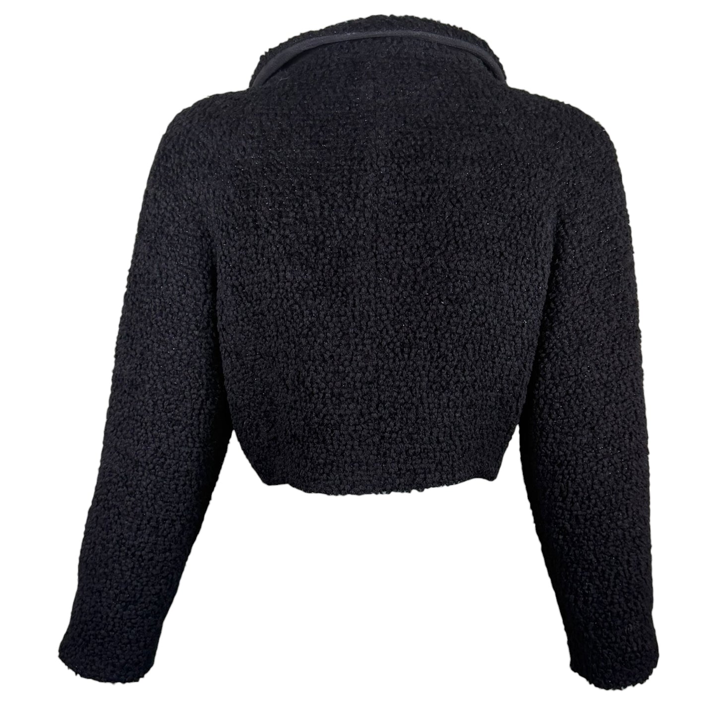 Gianni Versace Couture Fall 1995 Runway Black Bouclé Cropped Jacket | Size 42