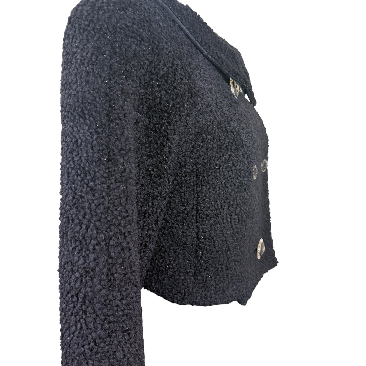Gianni Versace Couture Fall 1995 Runway Black Bouclé Cropped Jacket | Size 42