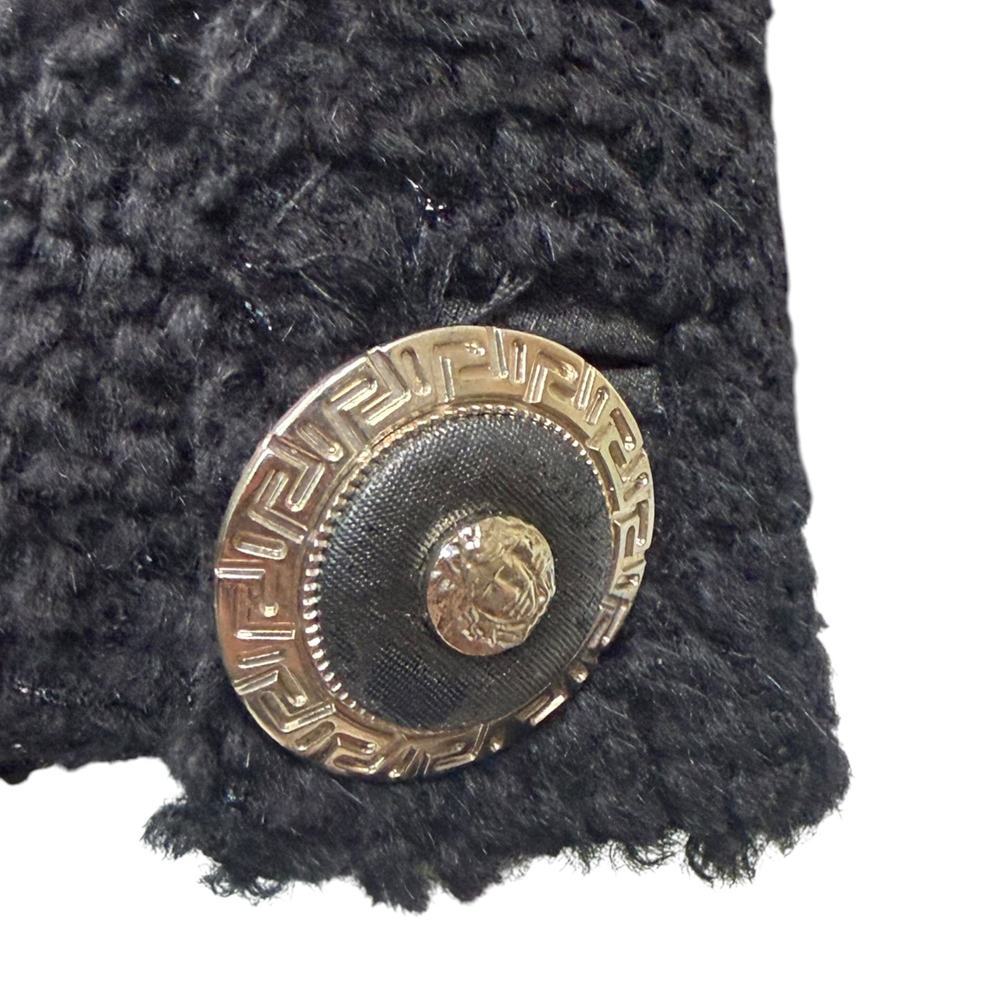 Gianni Versace Couture Fall 1995 Runway Black Bouclé Cropped Jacket | Size 42