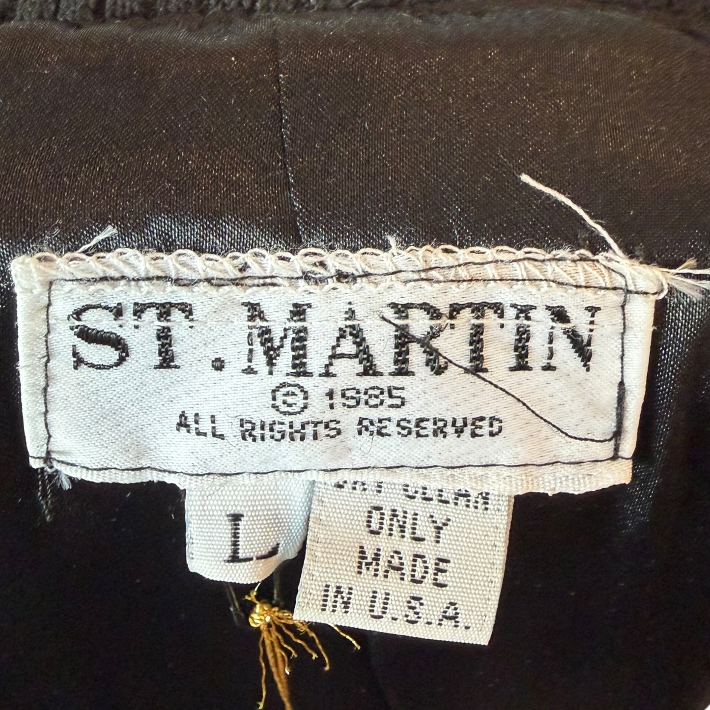 Vintage 1985 St. Martin Black & White Sequin Letterman Jacket with Chenille “Y” Patch, Size Large
