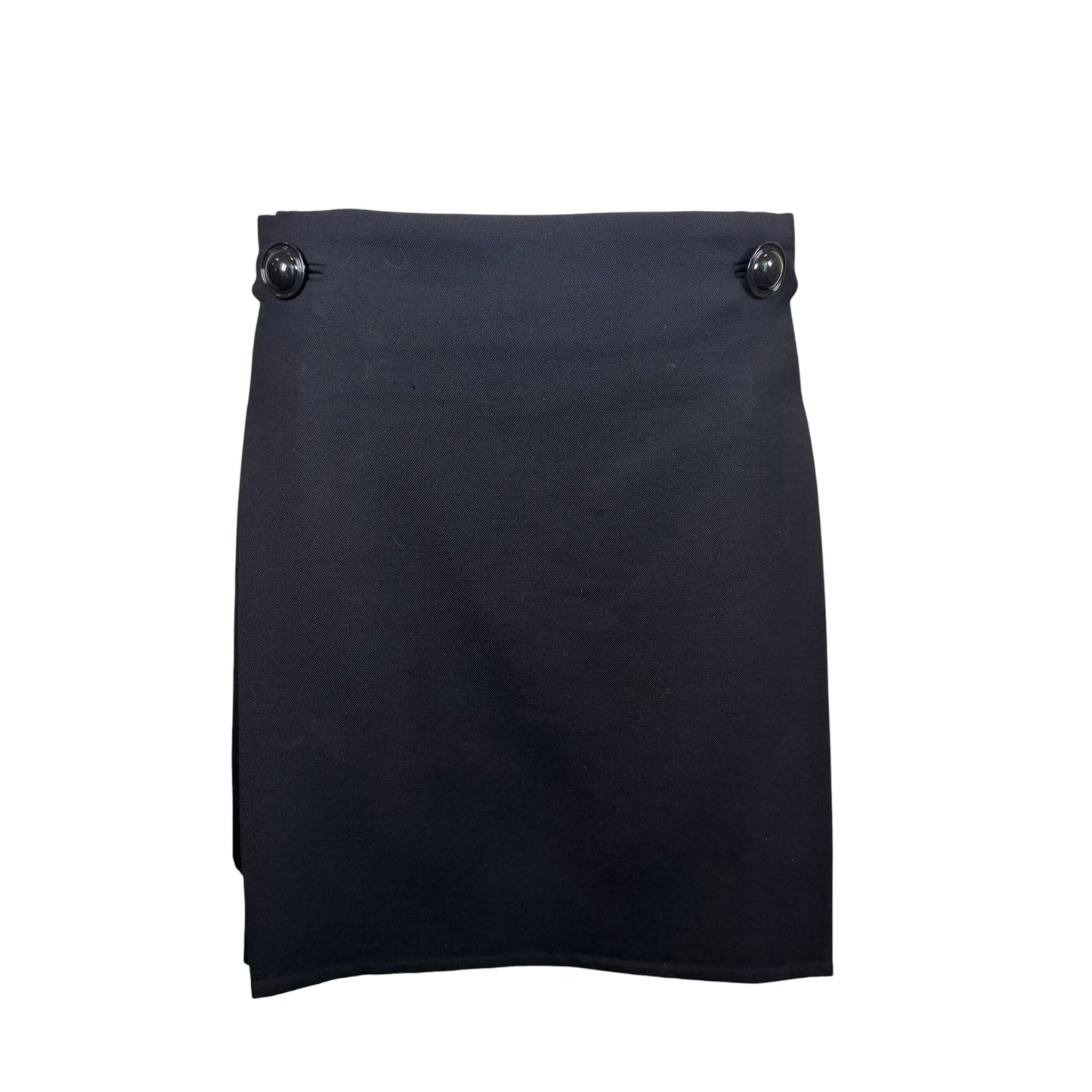 Vintage Balenciaga Paris Black Wool Pleated Skirt, Size 44 | Made in France