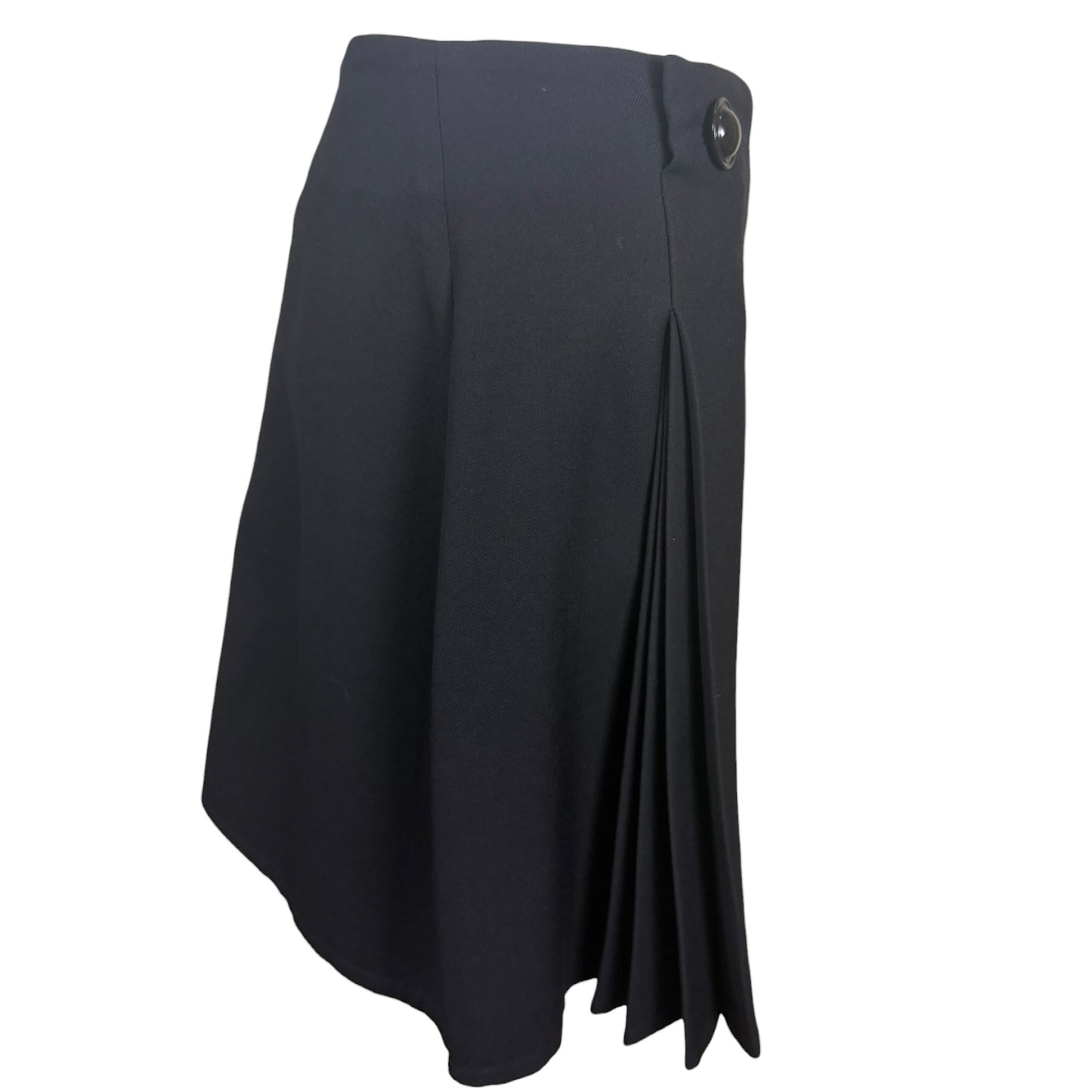 Vintage Balenciaga Paris Black Wool Pleated Skirt, Size 44 | Made in France