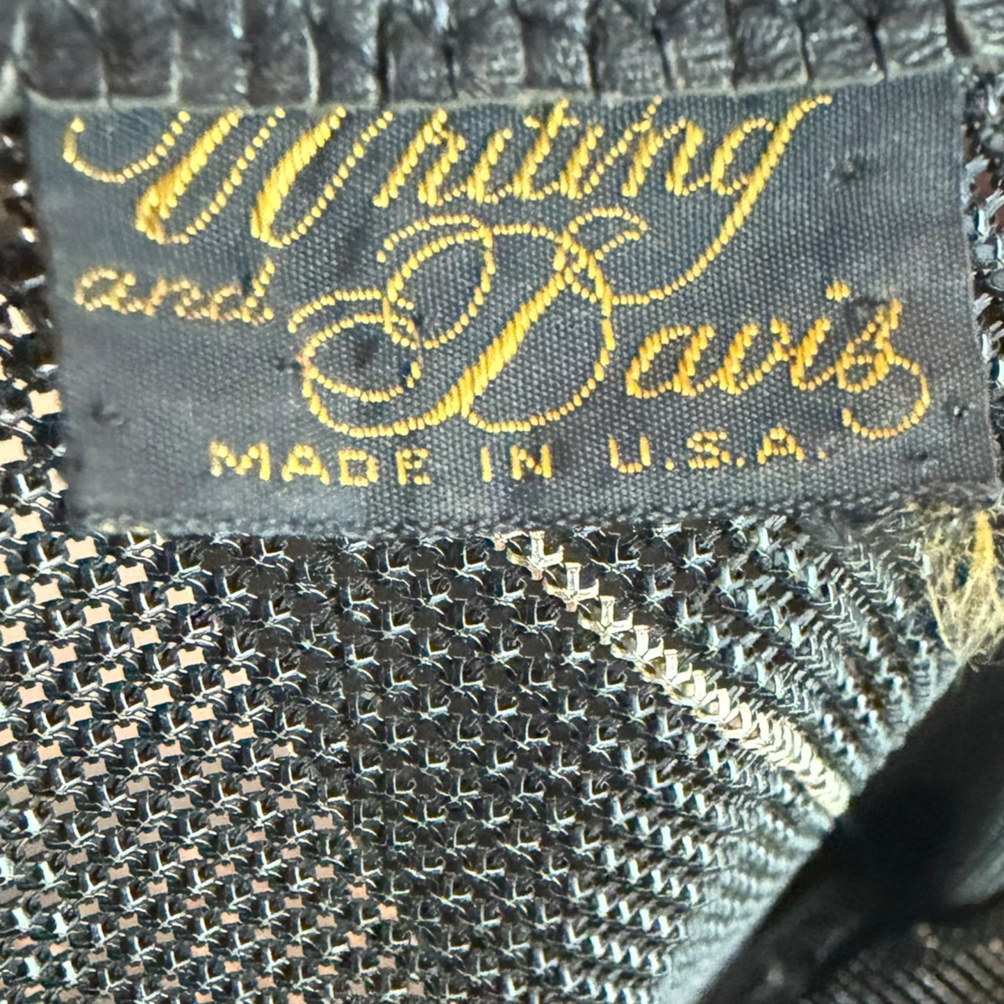 Vintage 1970s Whiting & Davis Black Metal Mesh Top with Silver Stripes