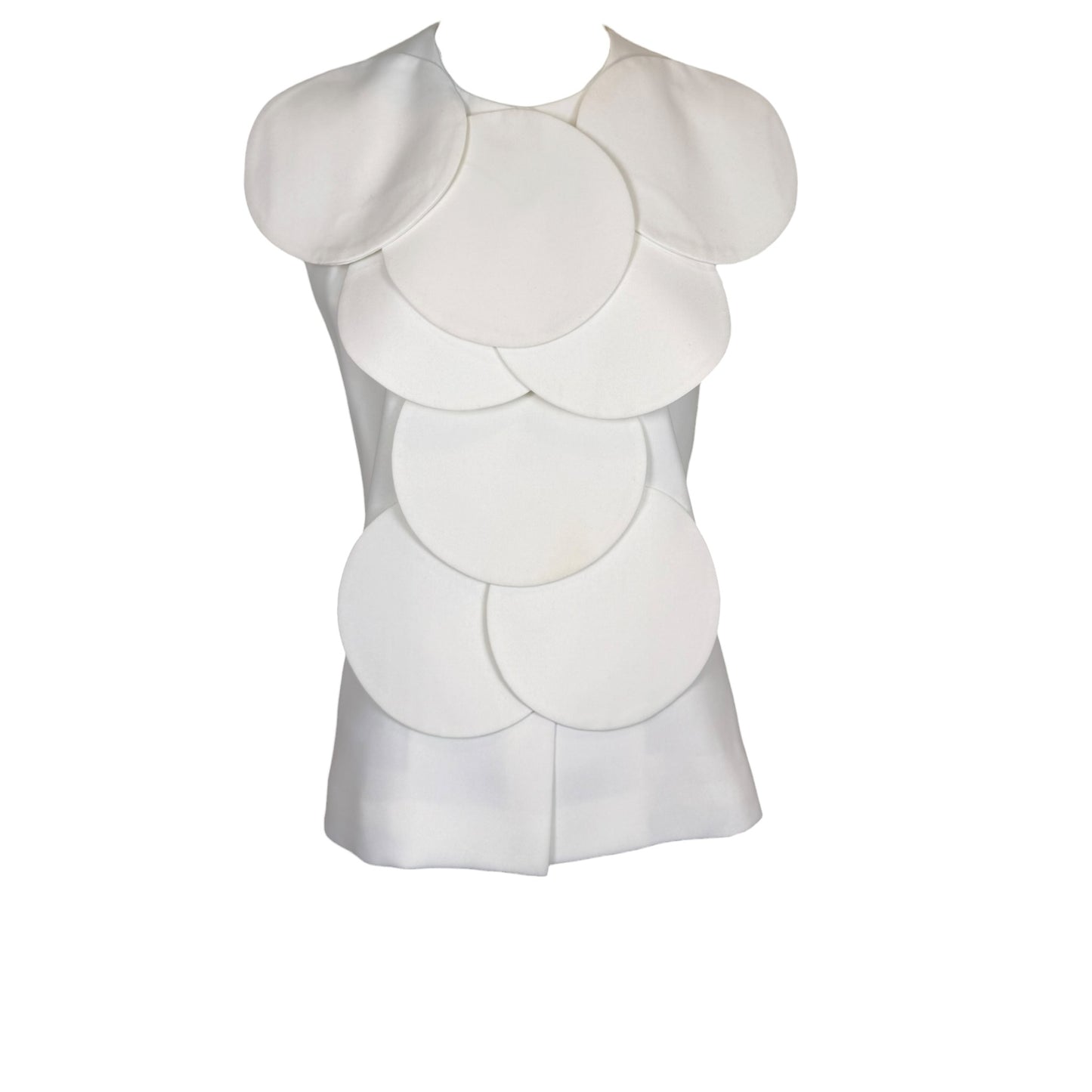 Vintage 1960s Pierre Cardin Haute Couture Ivory Silk Space Age Sculptural Disk Vest