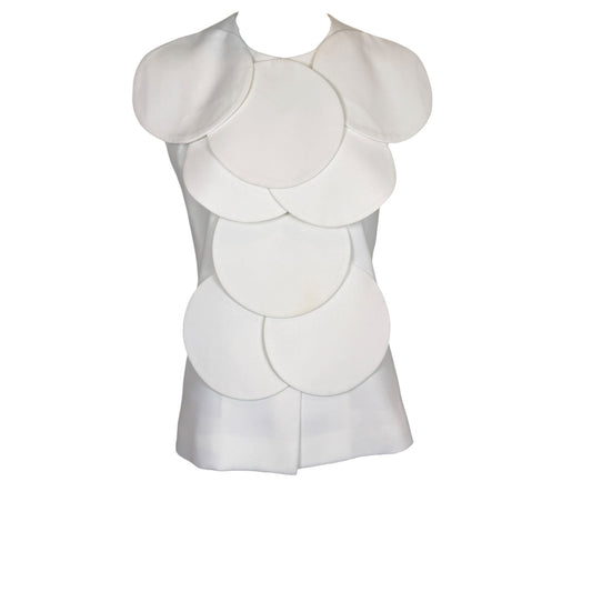 Vintage 1960s Pierre Cardin Haute Couture Ivory Silk Space Age Sculptural Disk Vest