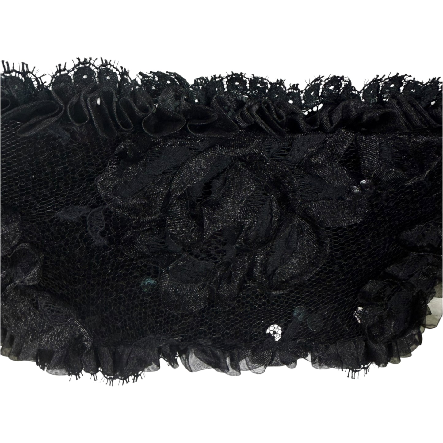 Vintage Badgley Mischka Y2K Black Sequin Rosette Bustier Top