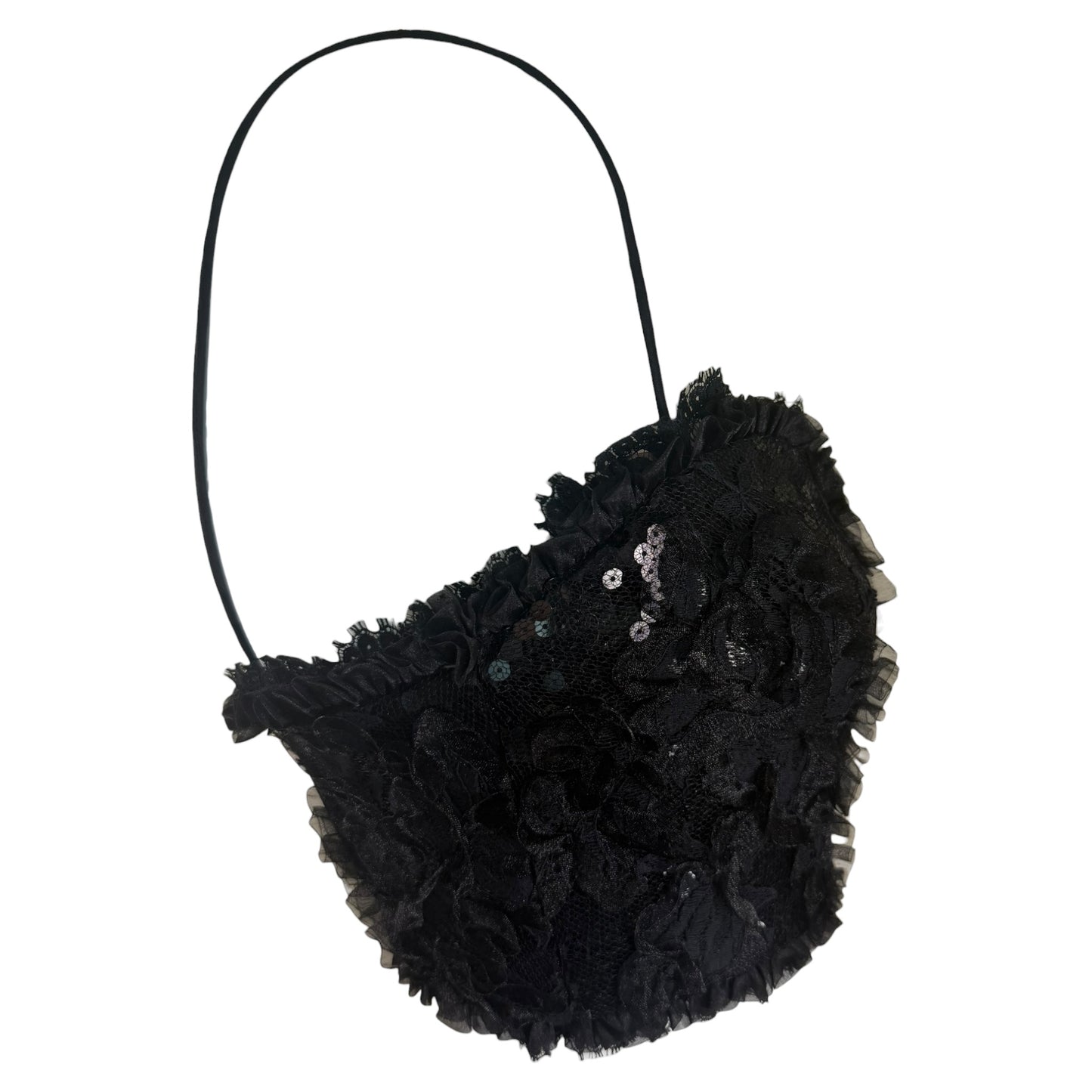Vintage Badgley Mischka Y2K Black Sequin Rosette Bustier Top