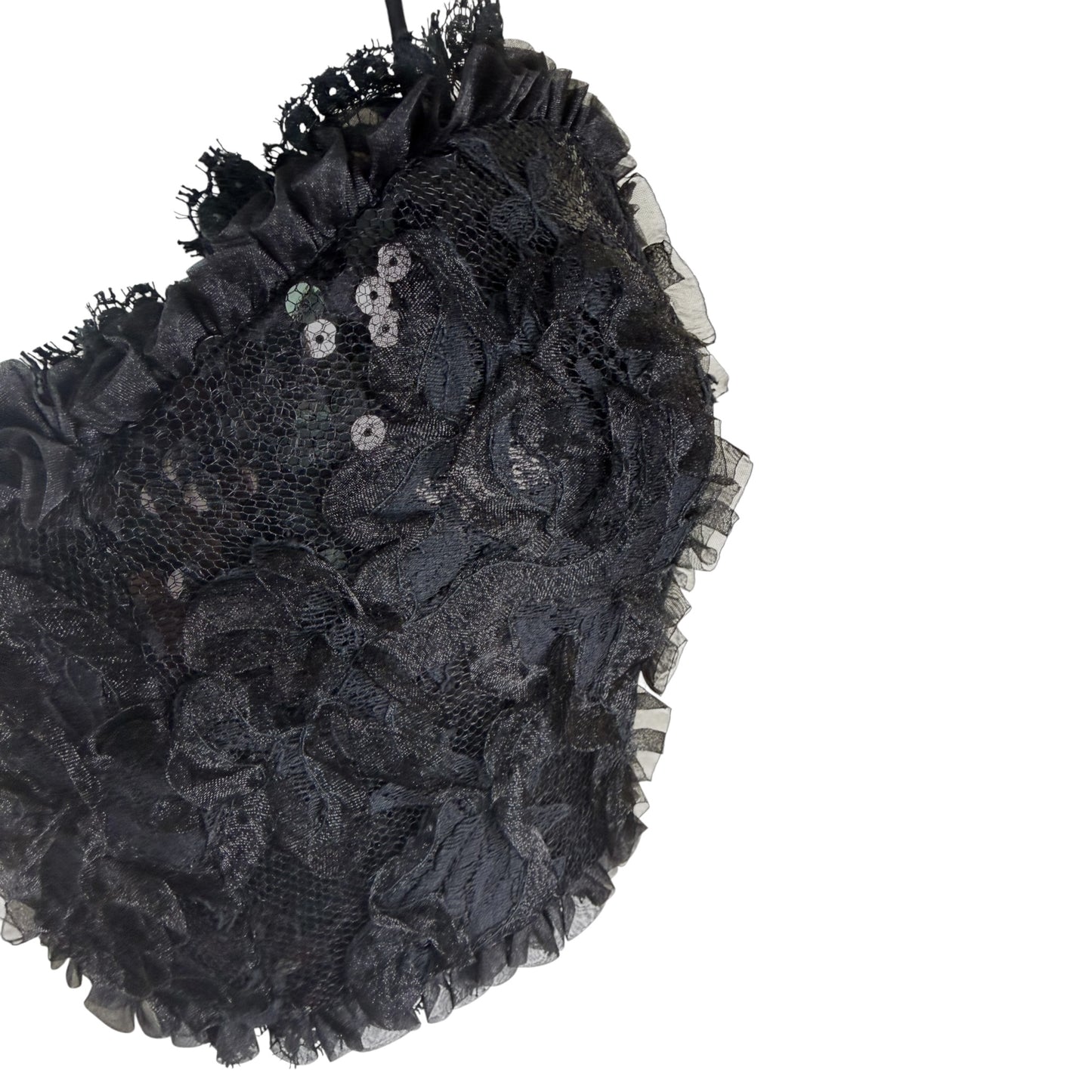 Vintage Badgley Mischka Y2K Black Sequin Rosette Bustier Top