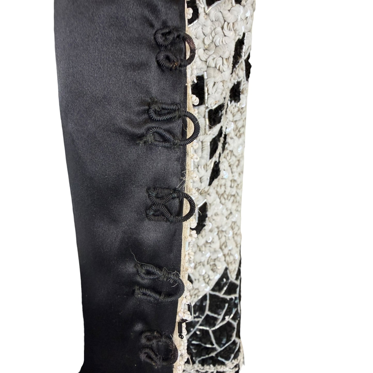 Vintage 1990s Galanos Couture Black & White Art Deco Beaded Sequin Evening Jacket