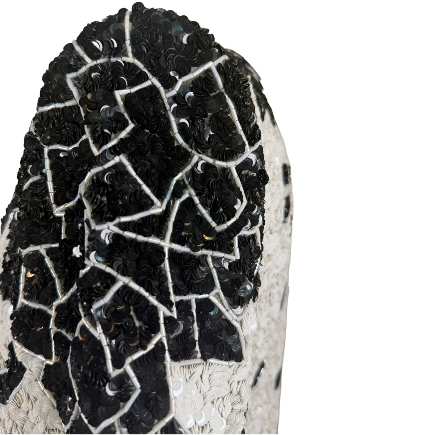 Vintage 1990s Galanos Couture Black & White Art Deco Beaded Sequin Evening Jacket