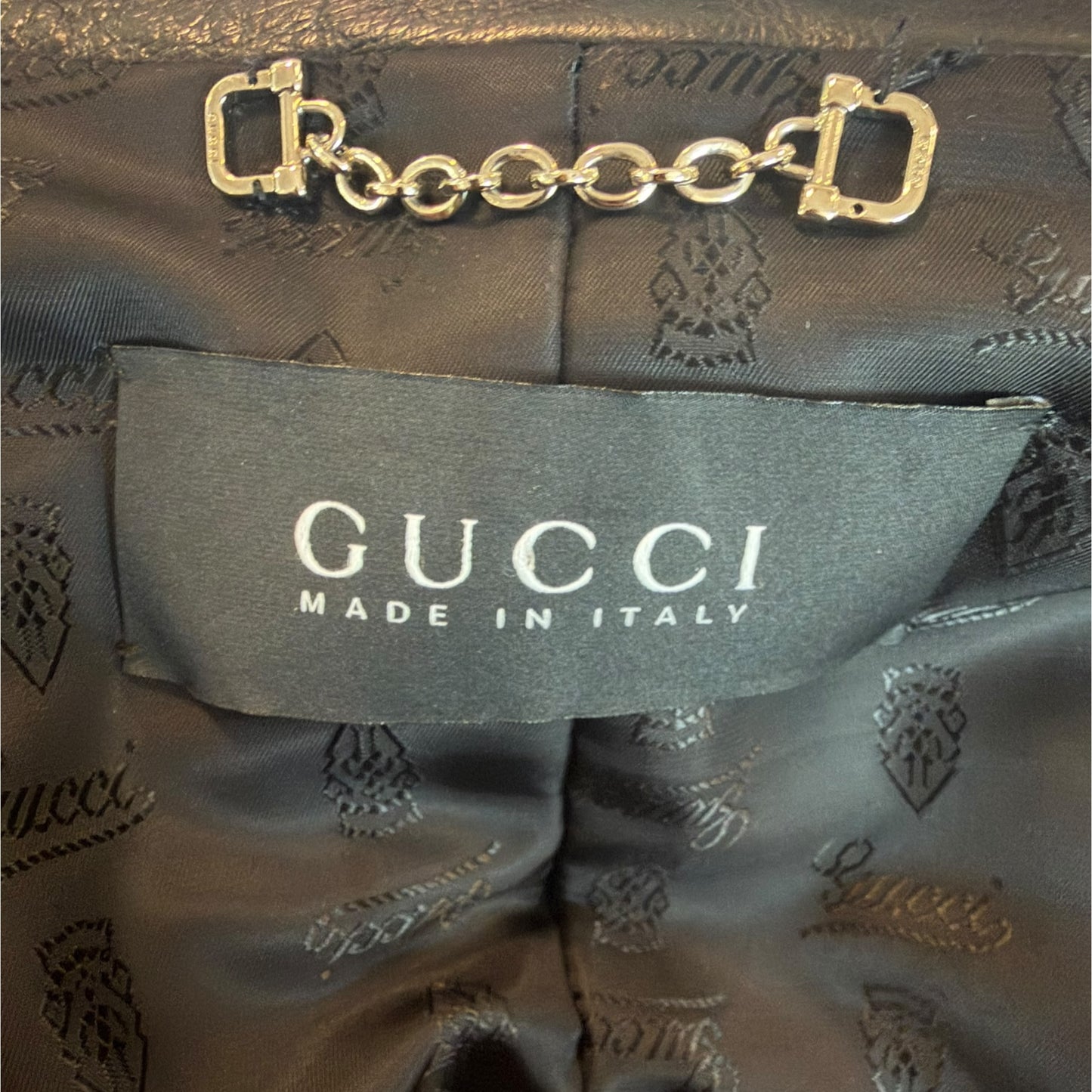 Gucci by Tom Ford Fall 1995 Runway Black Leather Belted Double-Breasted Trench Coat Size 38