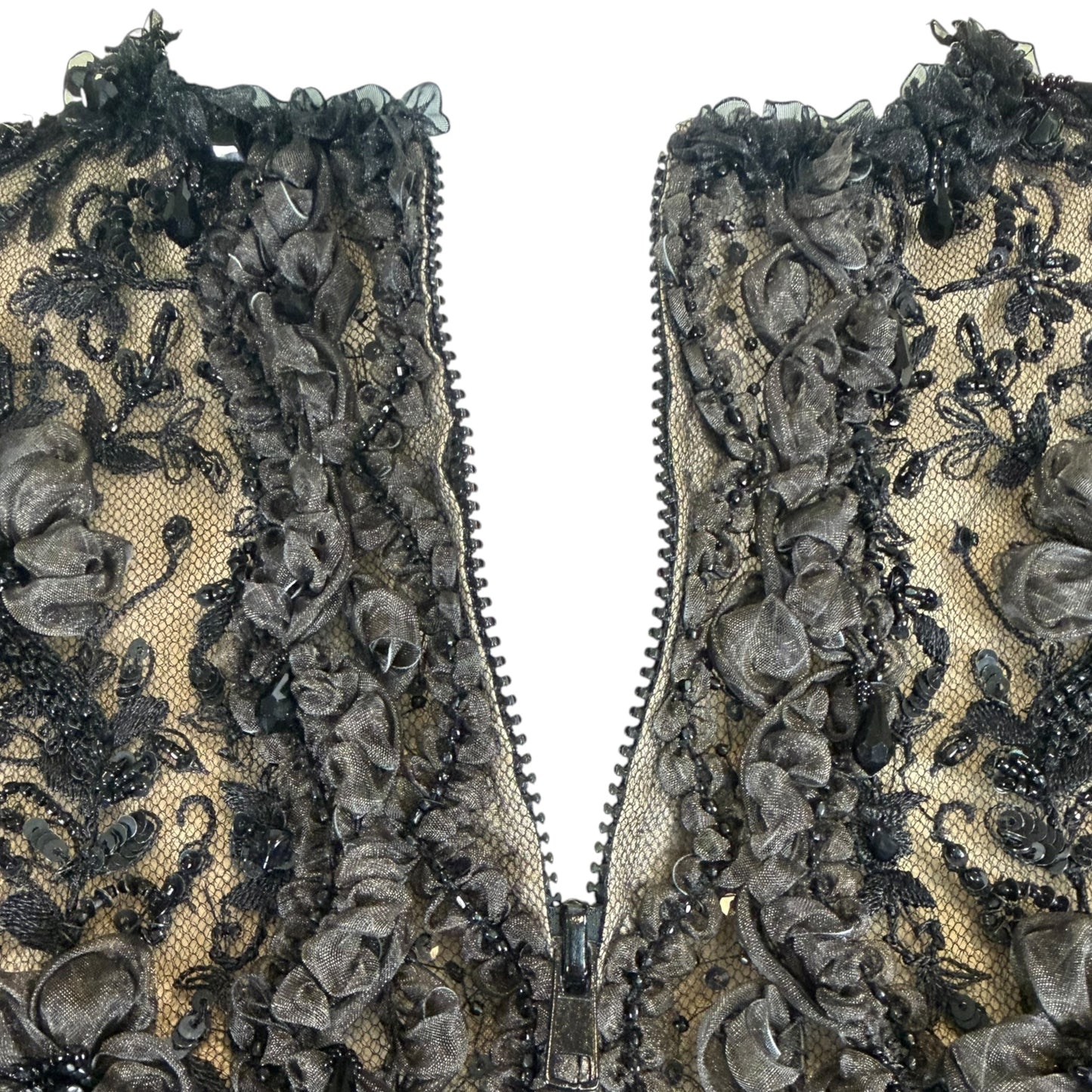 Iris Apfel Provenance Vintage Oscar de la Renta Black Beaded Lace Illusion Evening Jacket Size 8