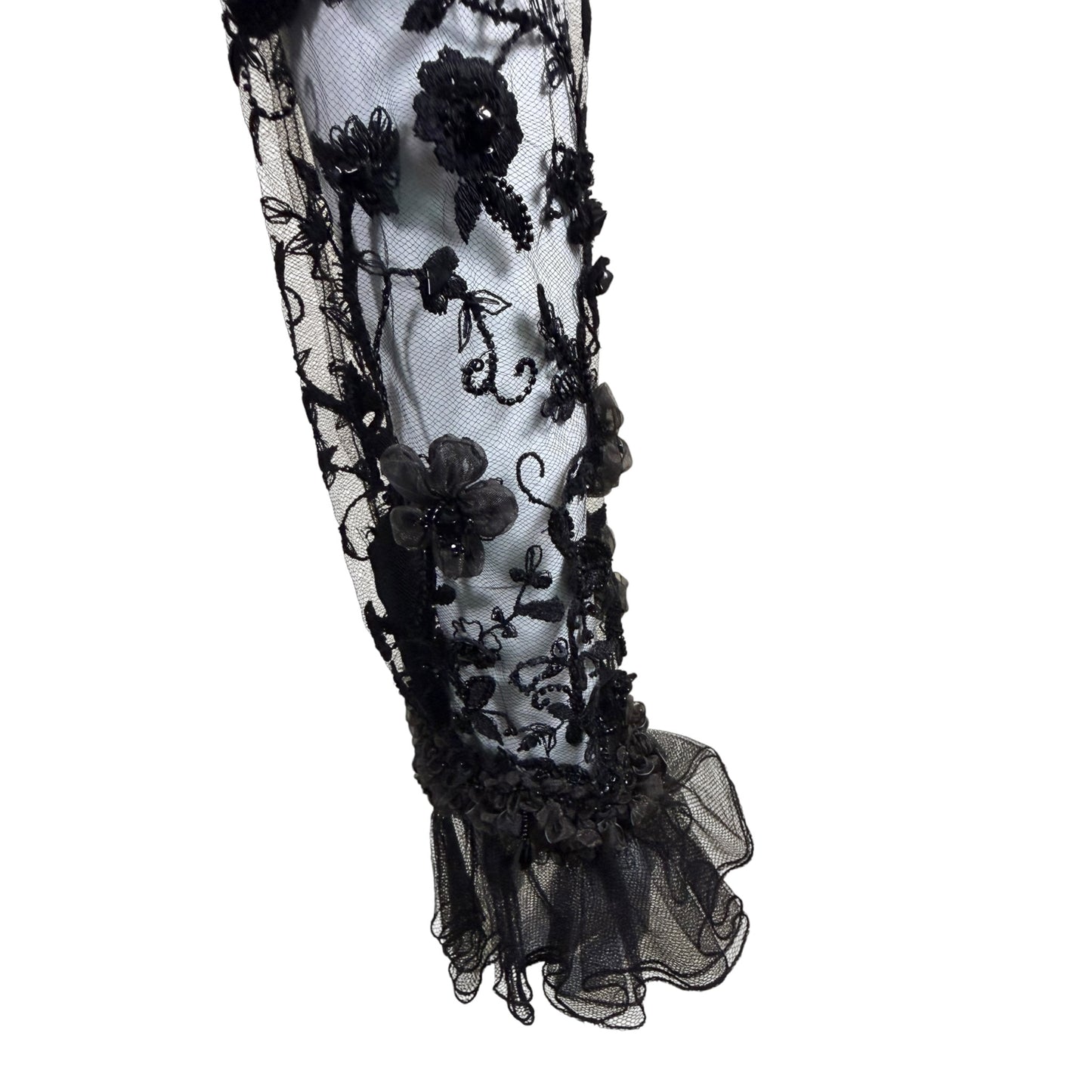 Iris Apfel Provenance Vintage Oscar de la Renta Black Beaded Lace Illusion Evening Jacket Size 8