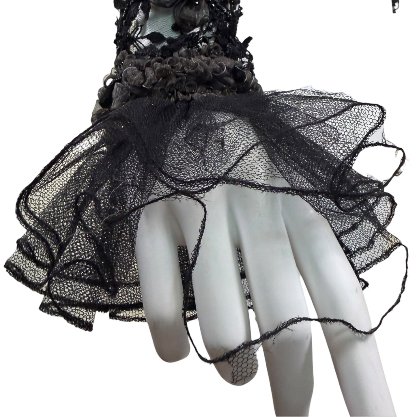 Iris Apfel Provenance Vintage Oscar de la Renta Black Beaded Lace Illusion Evening Jacket Size 8