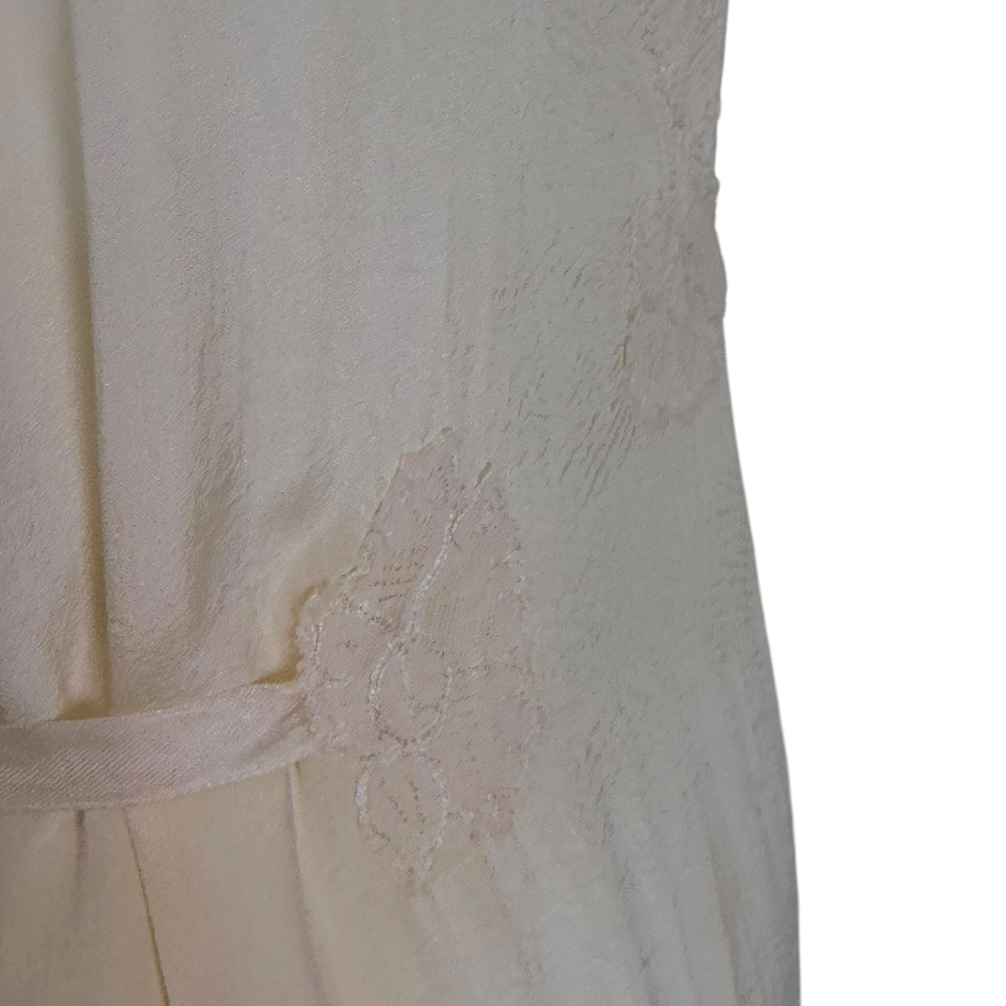 Vintage 1930s Ivory Silk & Lace Boudoir Slip Dress with Ribbonwork Floral Detail