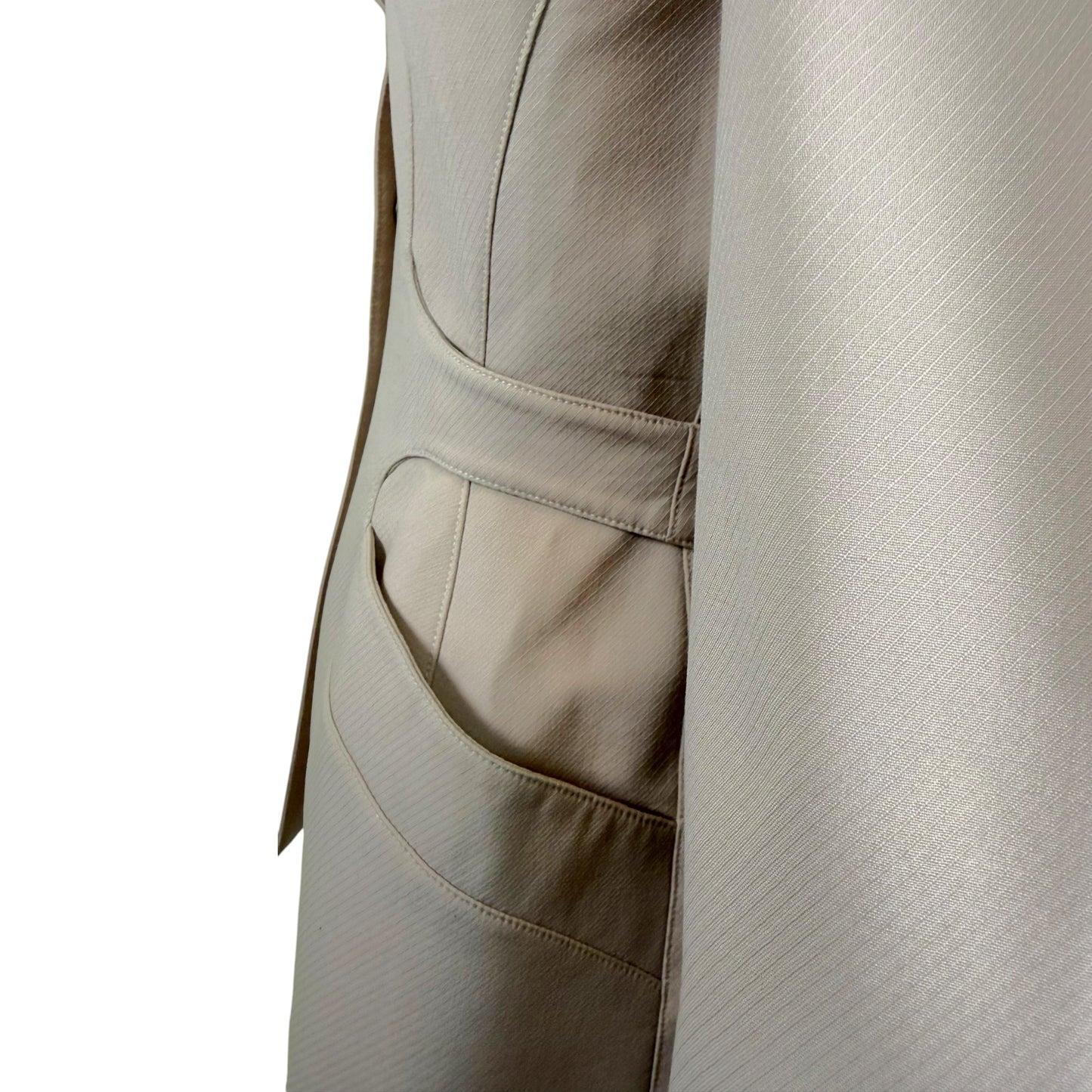 Vintage Thierry Mugler Late 1990s Taupe Wool Sculpted Blazer with Silver Buttons - Size 40