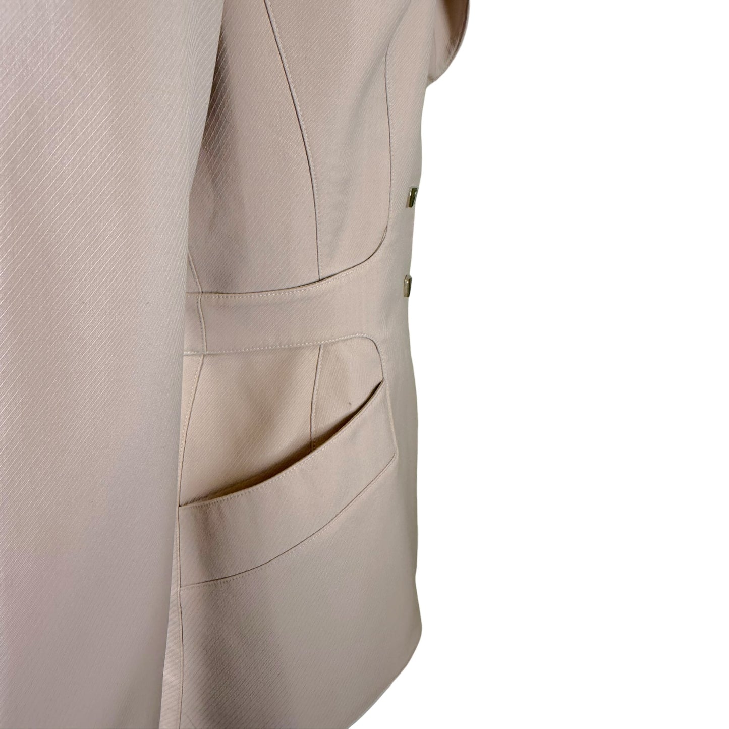 Vintage Thierry Mugler Late 1990s Taupe Wool Sculpted Blazer with Silver Buttons - Size 40