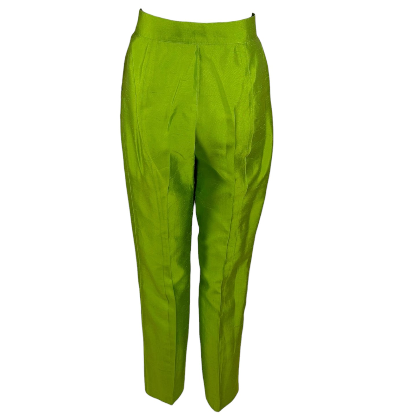 Vintage Thierry Mugler 1990s Lime Green Silk Architectural Vest & Pant Set - Size 44