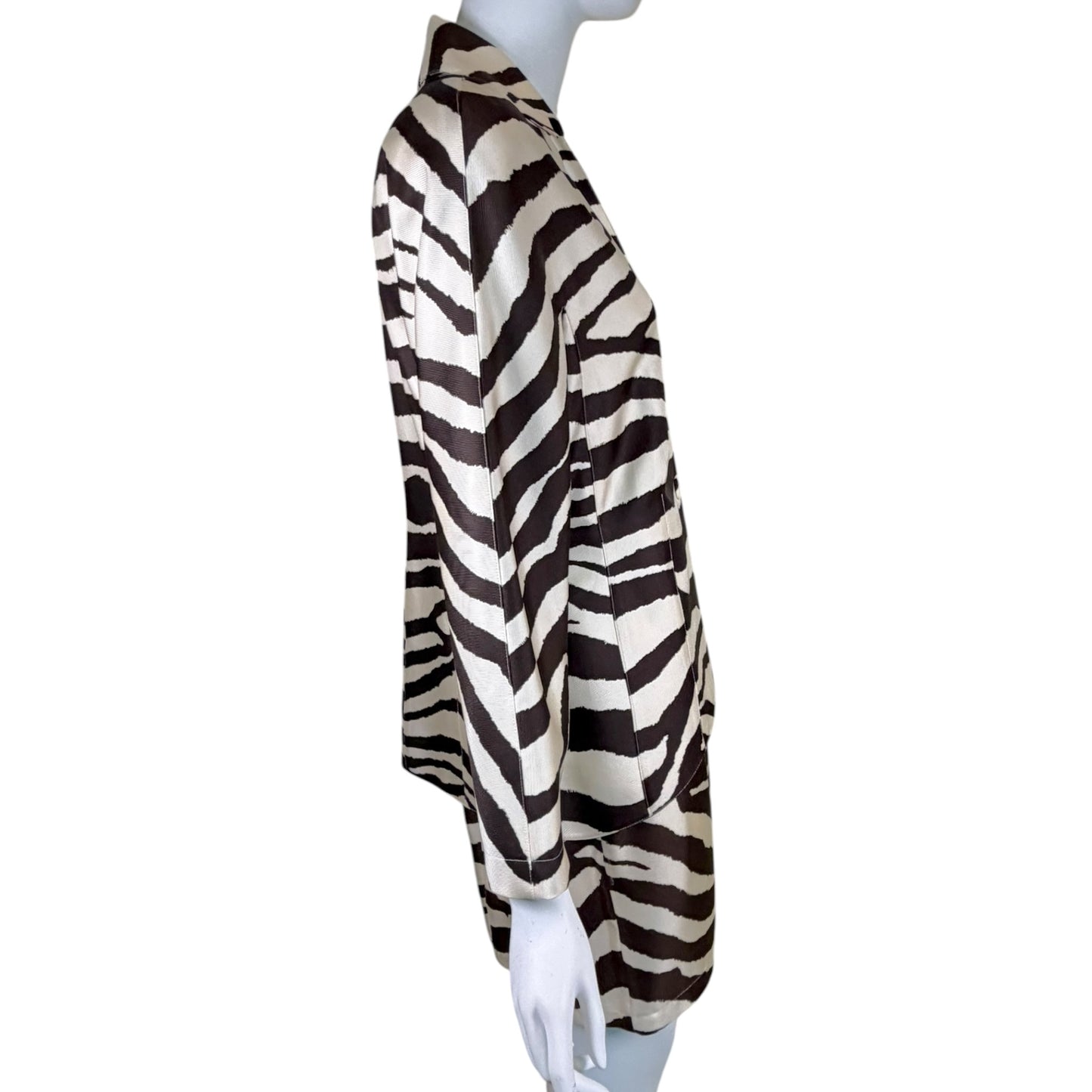 Vintage Thierry Mugler Paris Zebra Print Silk Jacket & Skirt Set | 1989–1992 | FR 38/40