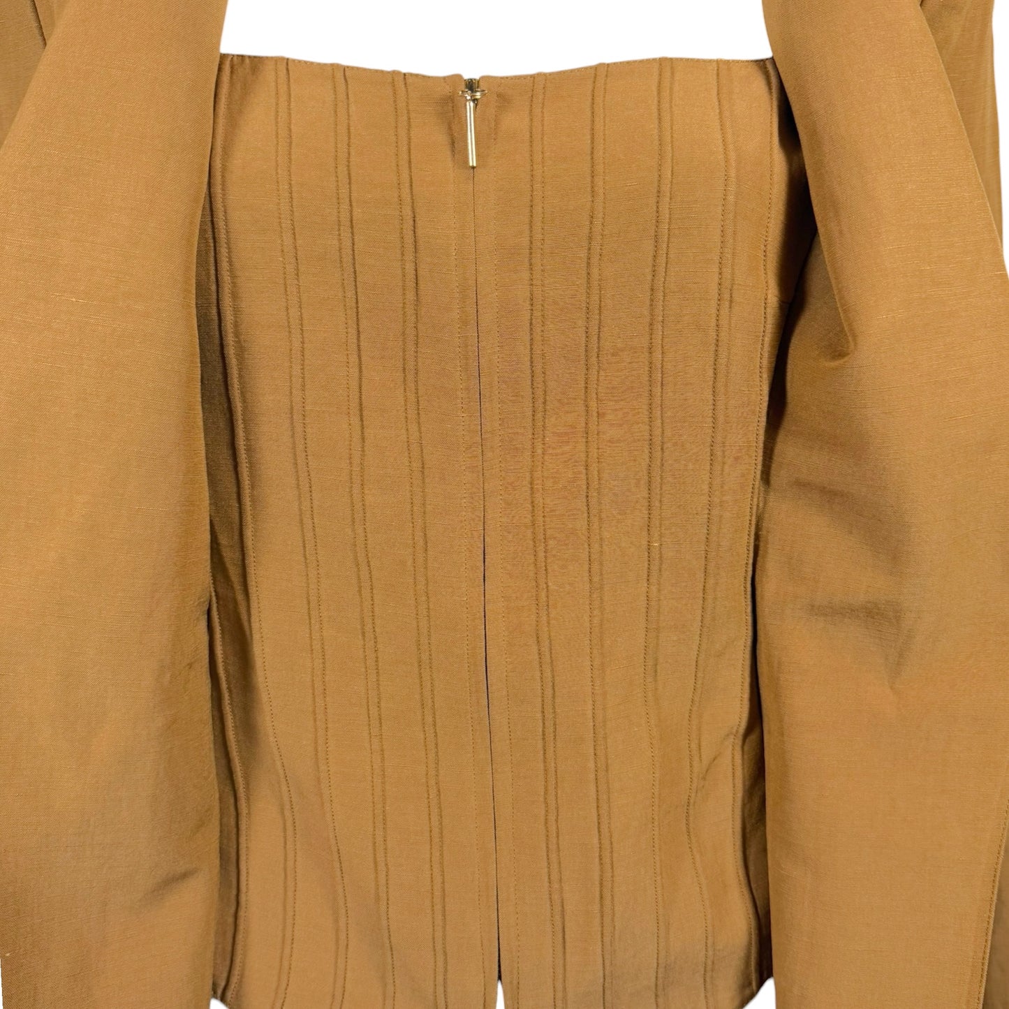 Vintage Claude Montana Paris Tan Linen Blend Blazer & Bustier Set – Size 6