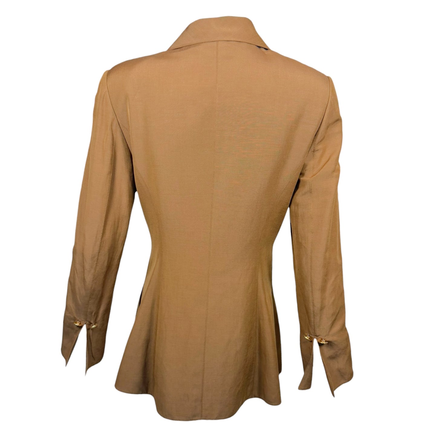 Vintage Claude Montana Paris Tan Linen Blend Blazer & Bustier Set – Size 6